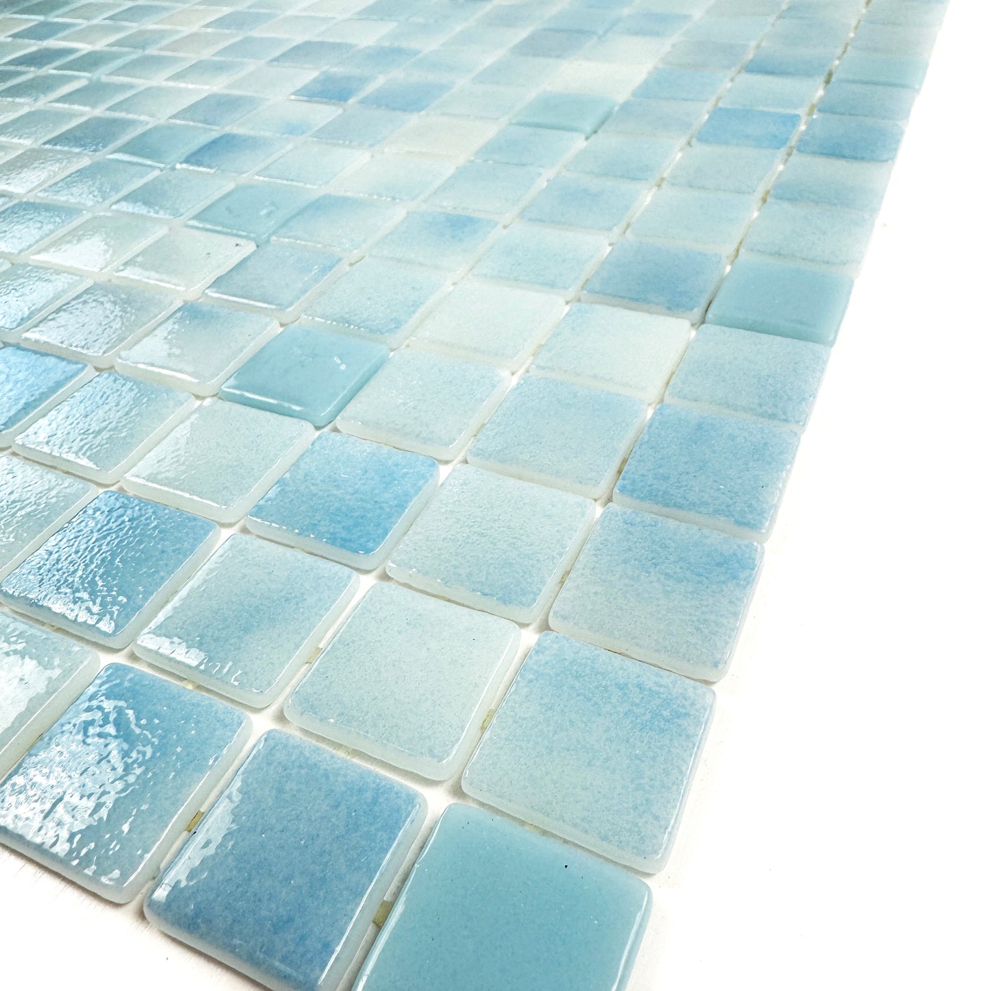 European Mosaic Series Sky Blue &Florescent Blue & White Mixed Flourescent Glass Mosaic
