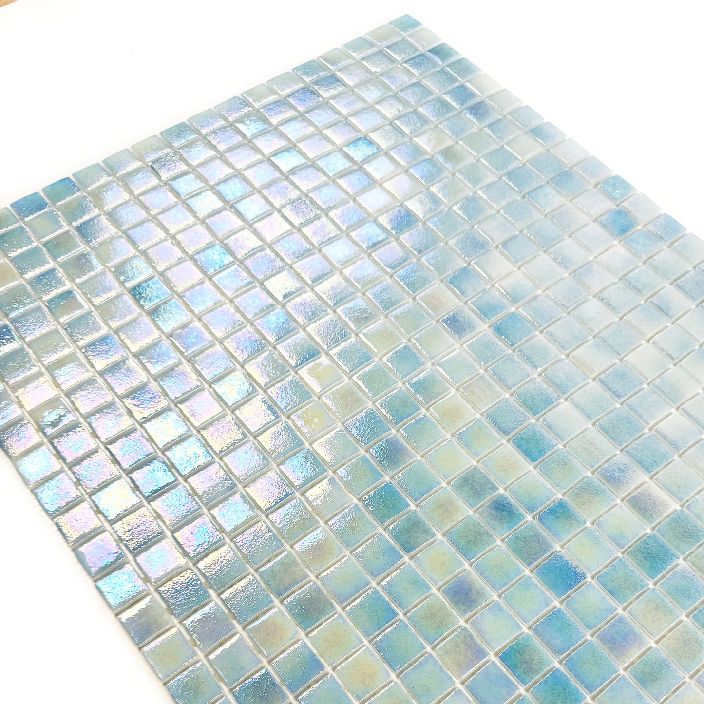 European Mosaic Series Sky Blue Iridescent Recycled Glass Mosaic