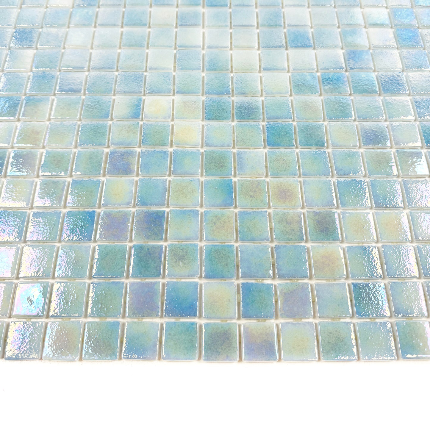 European Mosaic Series Sky Blue Iridescent Recycled Glass Mosaic