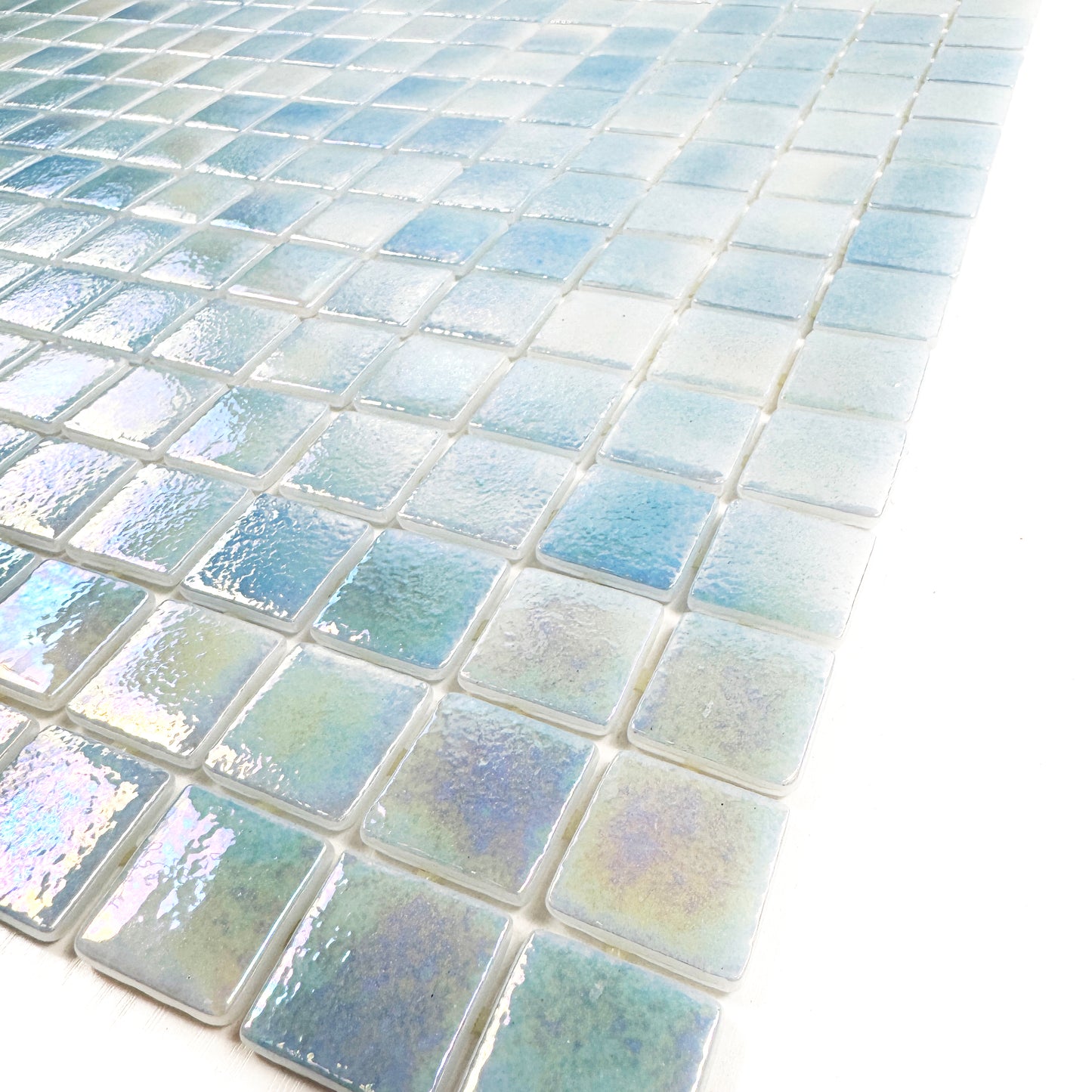 European Mosaic Series Sky Blue Iridescent Recycled Glass Mosaic