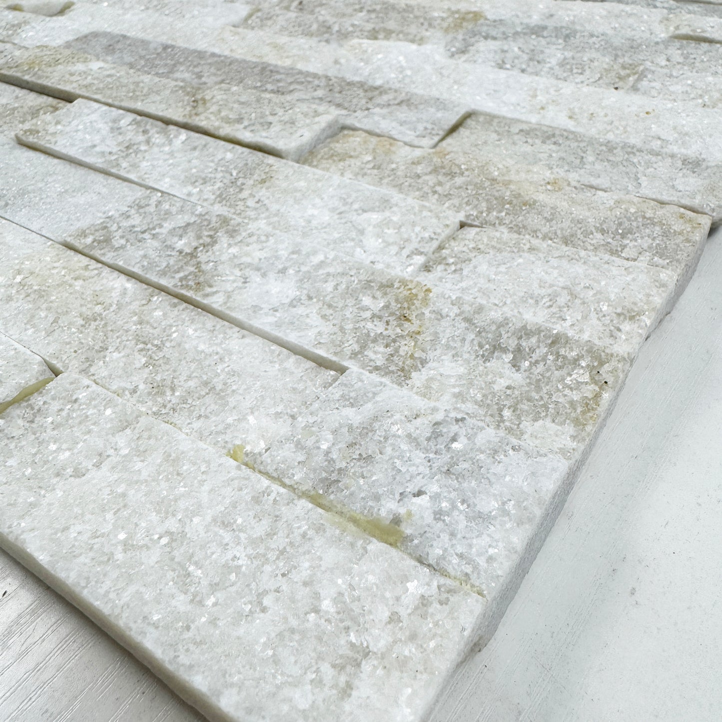 Starlit Quartz Ivory White & Cotton White Split Quartz Wall Cladding
