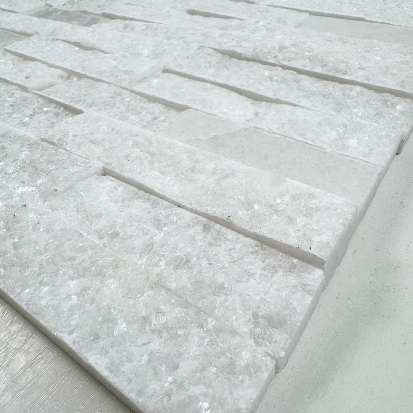 Luxe Aura series Crystal White Polish & Split Marble Wall Cladding
