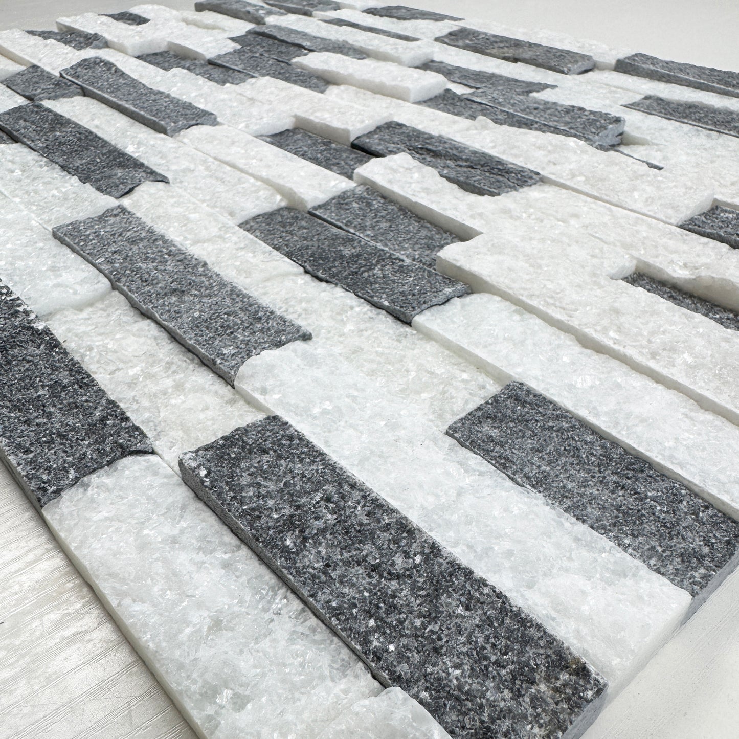 Starlit Quartz Crystal White & Black Split Marble Wall Cladding
