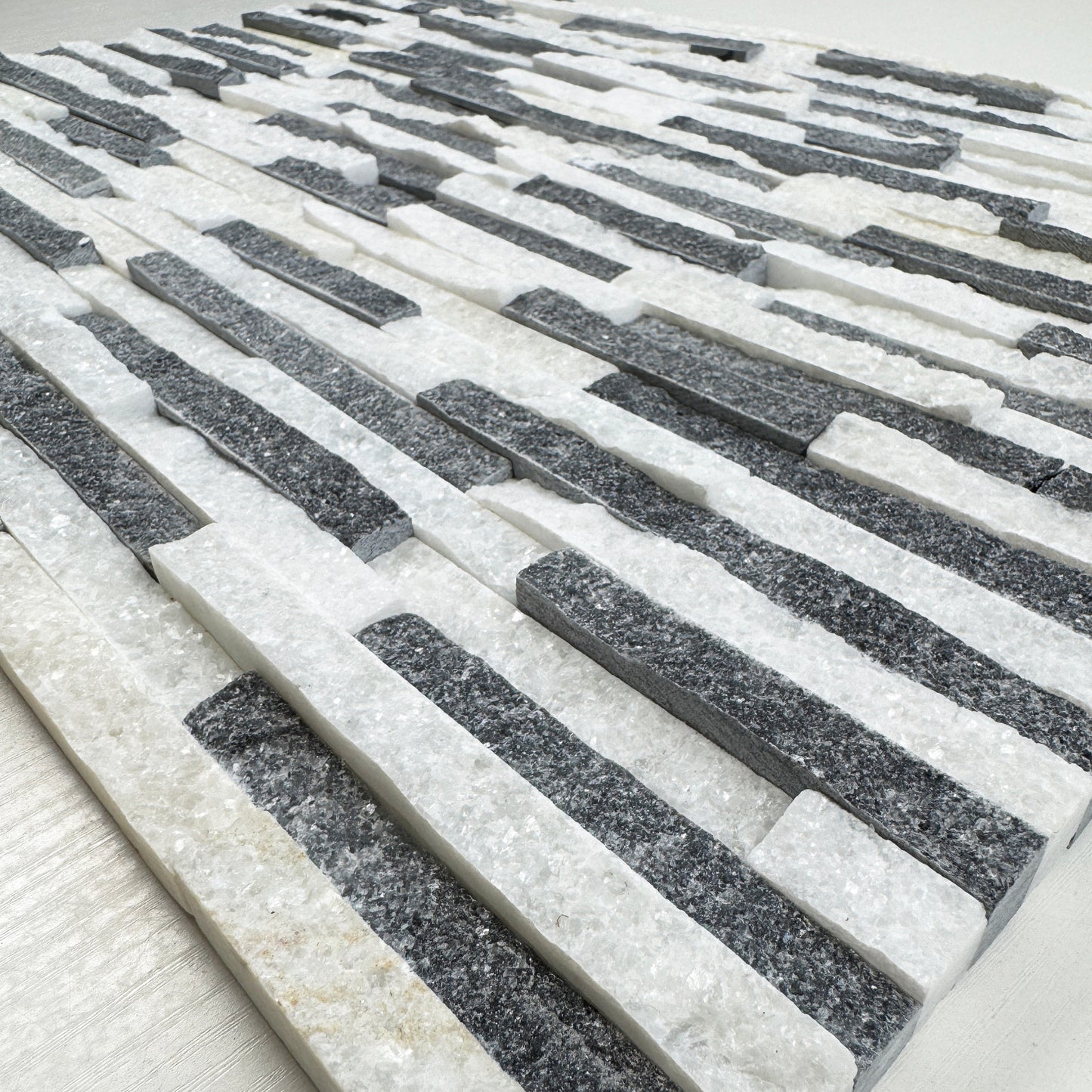 Twilight Stream Series Crystal White & Black Mixed Split Marble Wall Cladding