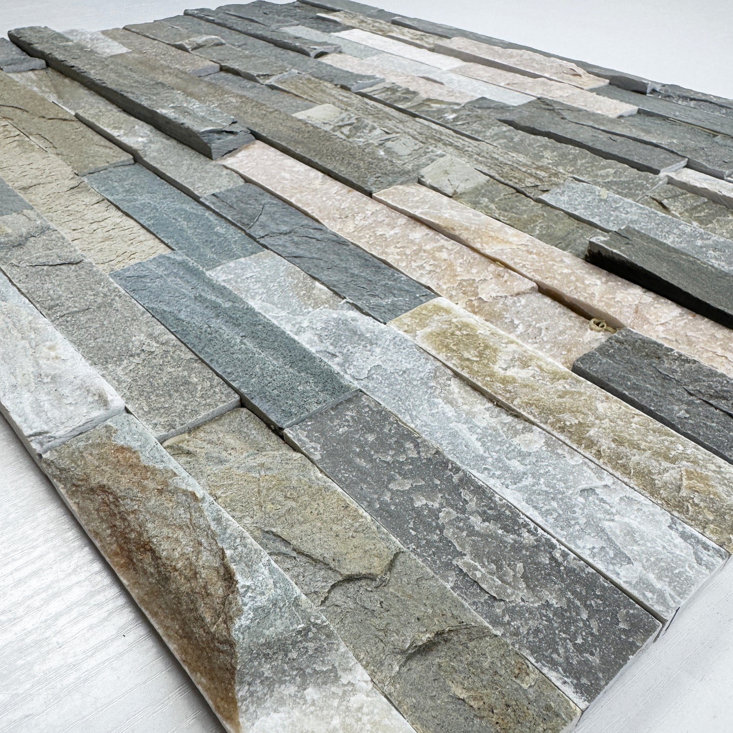 Celestial Terra P014 Light Beige & Light Fawn & Hunter Green & Light Pink Mixed Flat Slate Wall Cladding