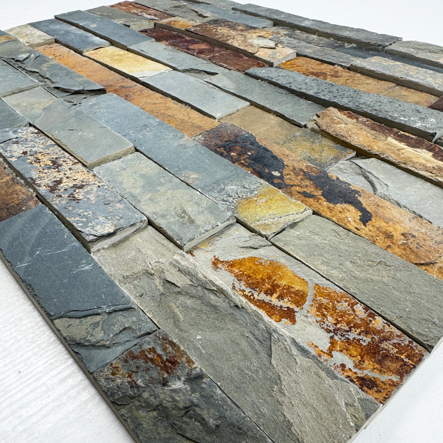 Celestial Terra S1120 Light Brown & Black & Rust Brown Mixed Flat Slate Wall Cladding
