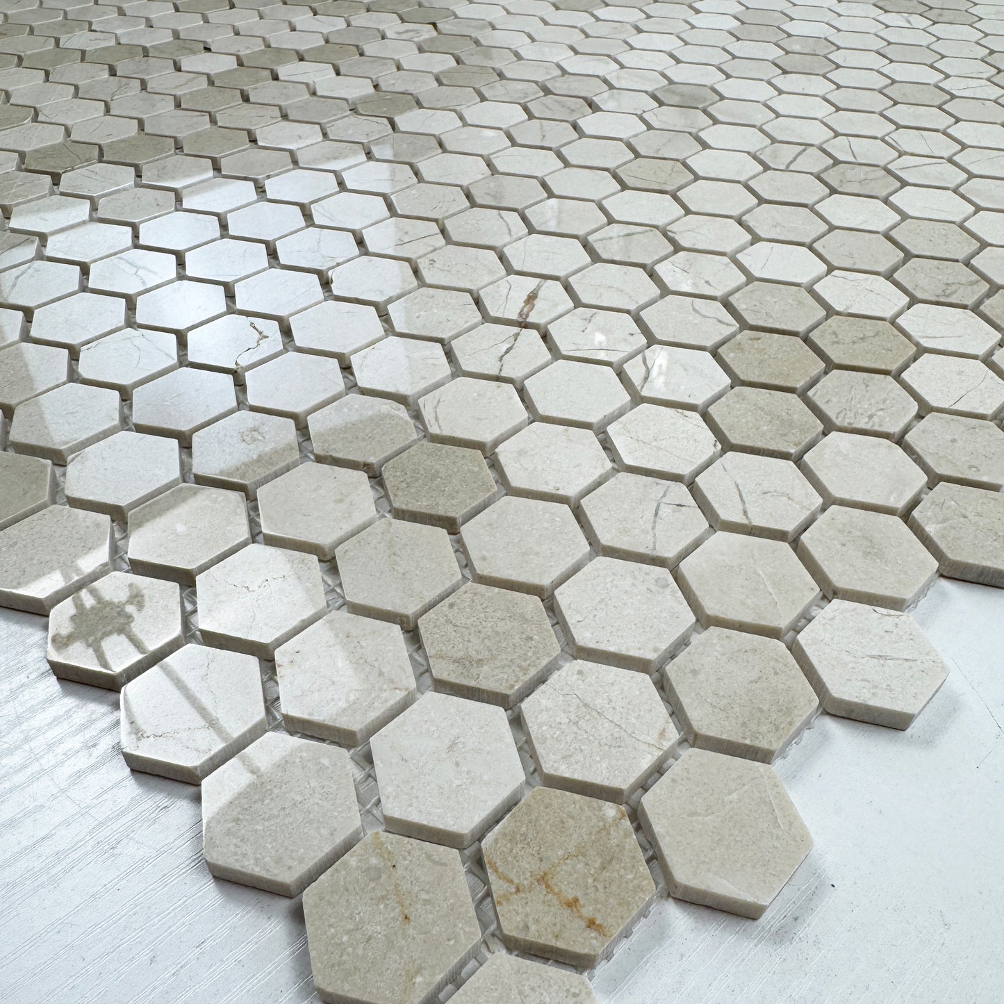 Crema mafil Series Cream Marfil Polished Hexagon Marble Mosaic