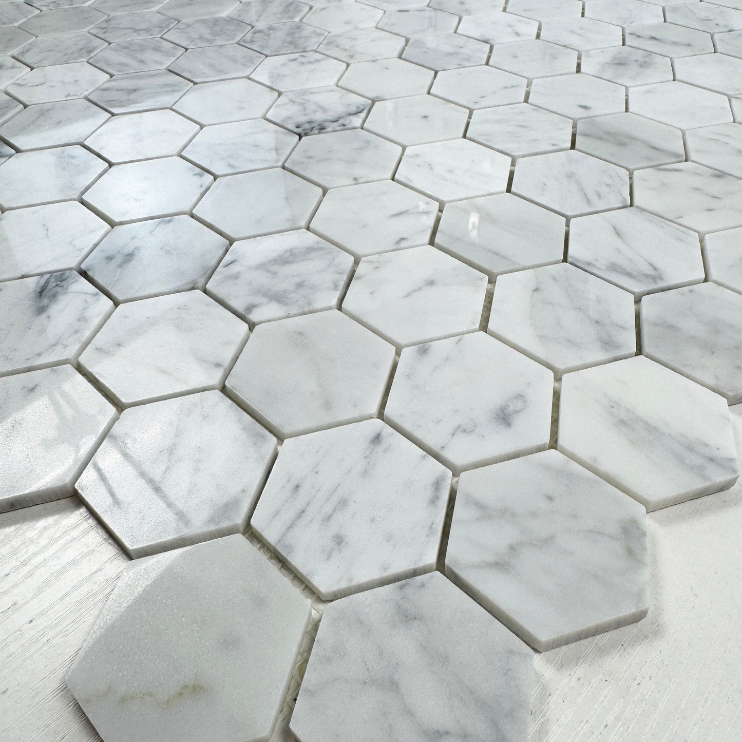 Carrara White Series Polished Hexagon Marble Mosaic