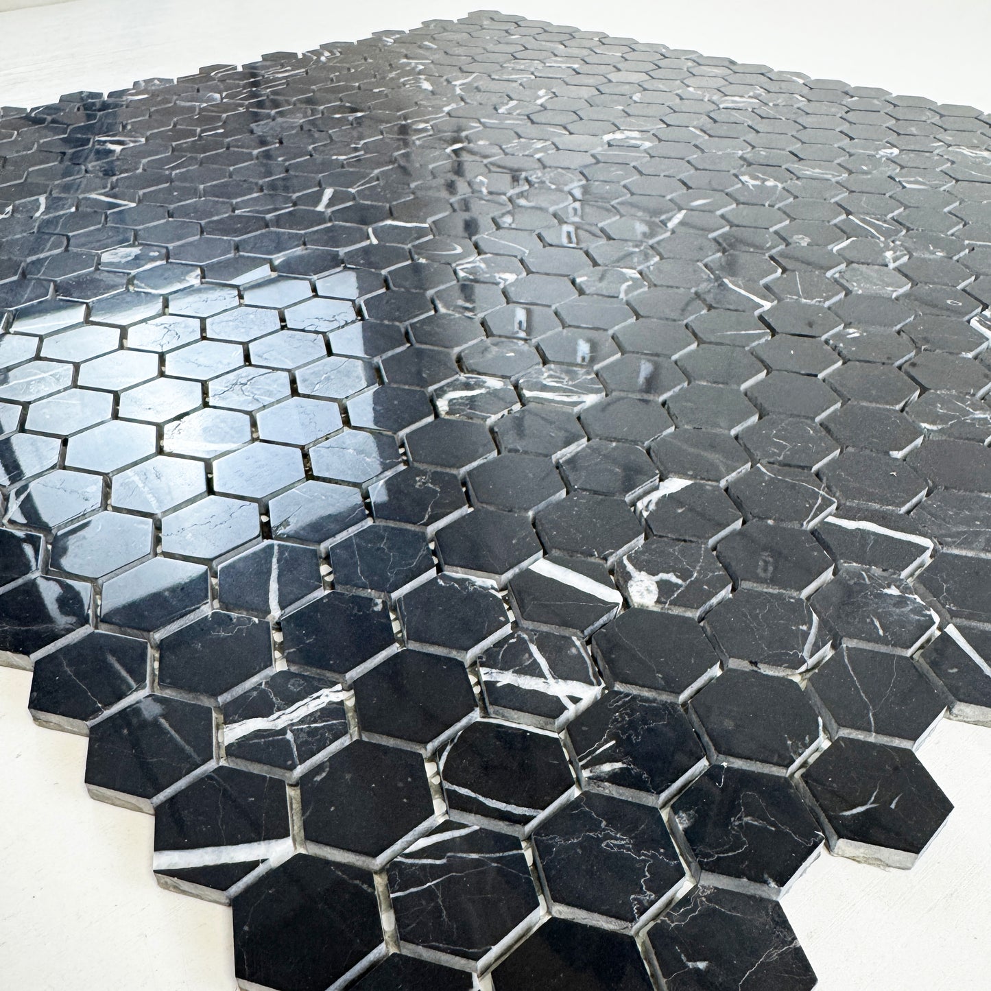 Black Marquina Series Black Marquina Polished Hexagon Marble Mosaic