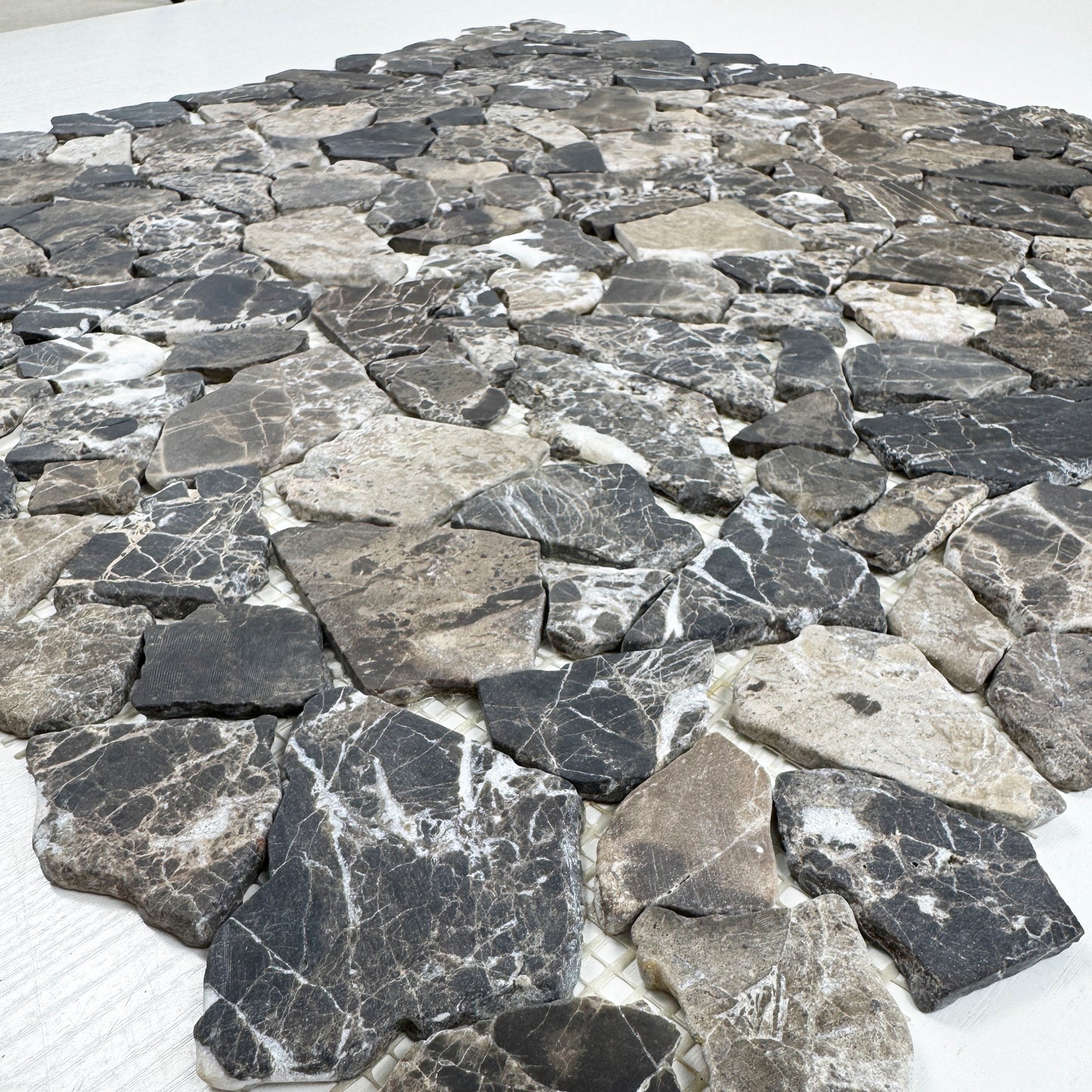 Seville Stone Series Dark Emperador Honed Irregular Shape Marble Mosaic