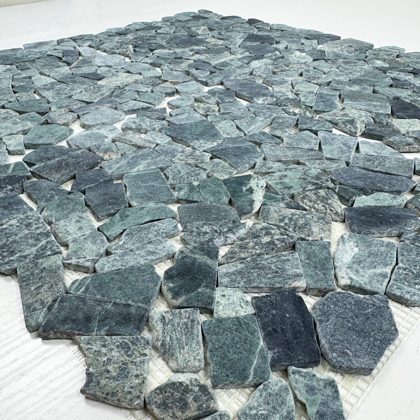 Seville Stone Series Dark Green Honed Irregular Shape Marble Mosaic