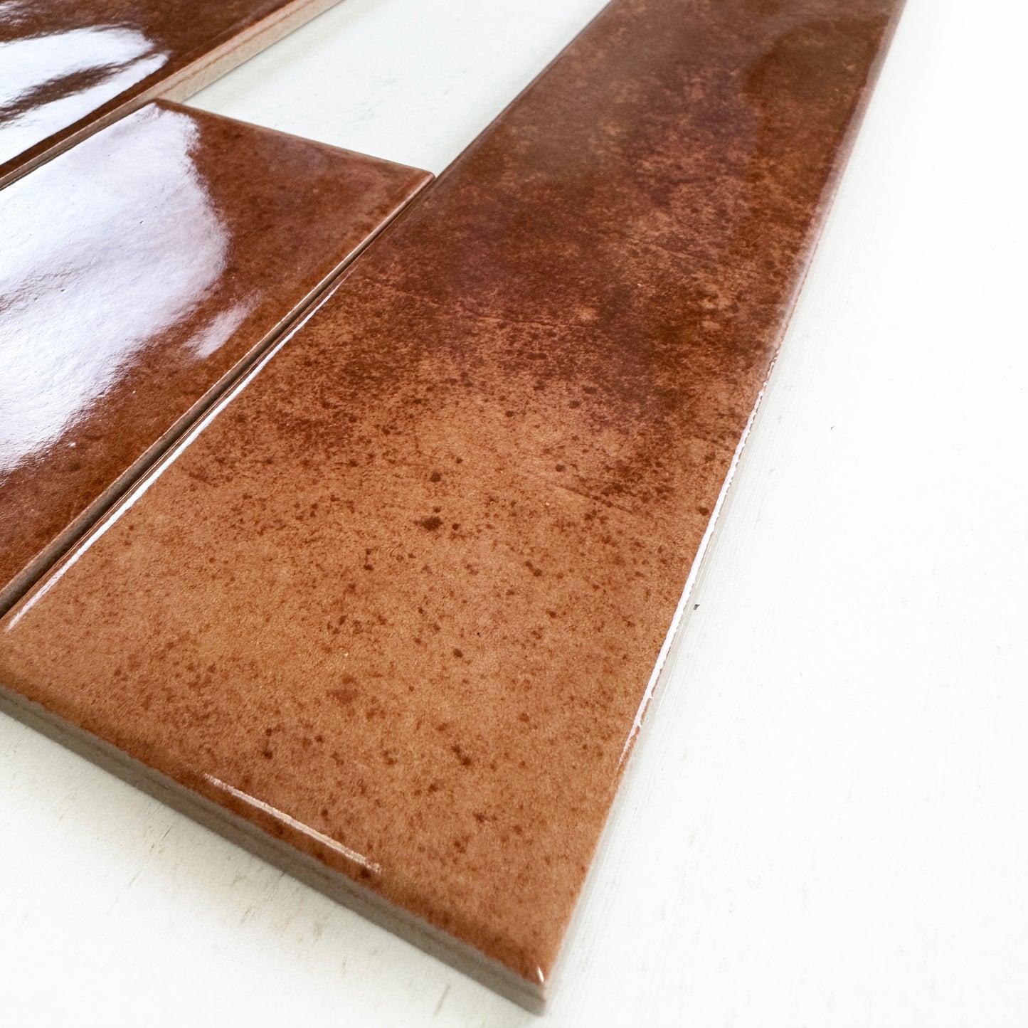 Venetian Dream Series Cinnamon Brown Glossy Porcelain Artisanal Tile