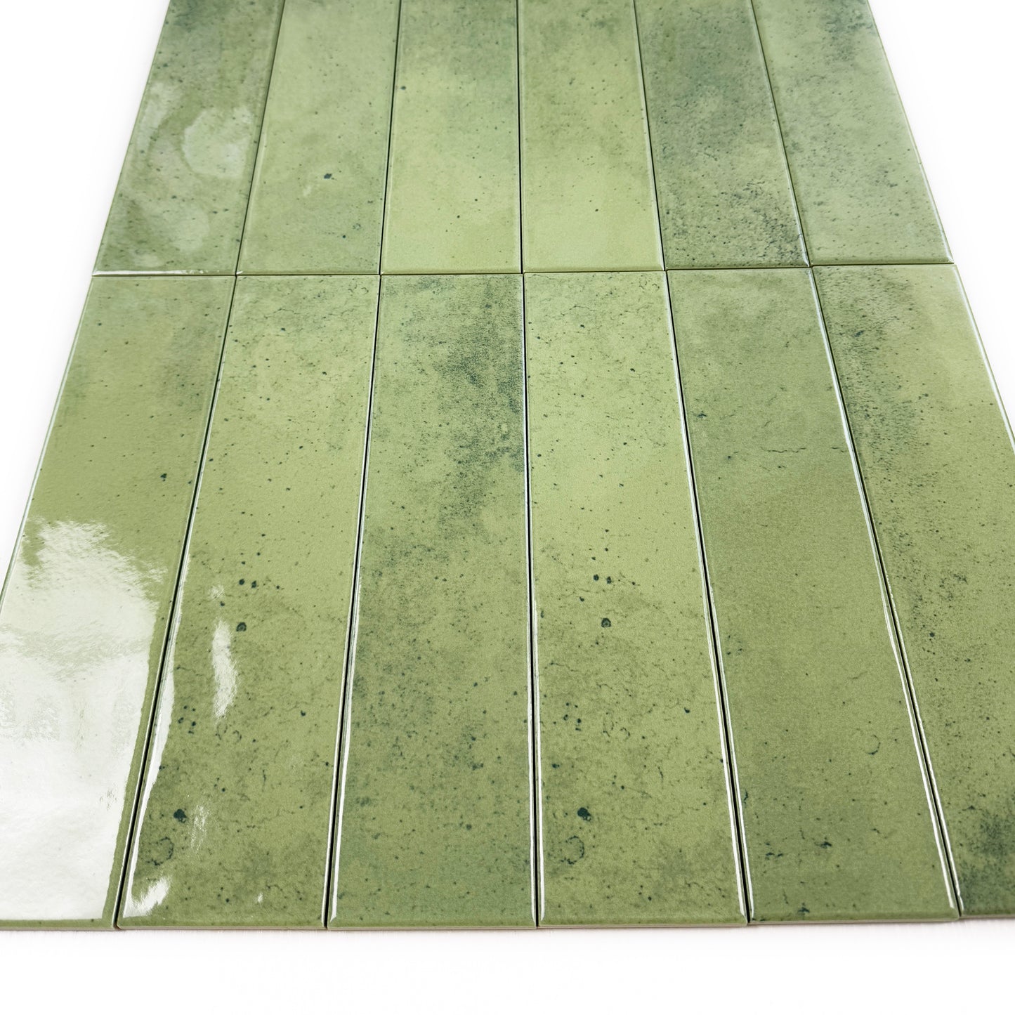 Venetian Dream Series Lime Green Glossy Porcelain Artisanal Tile