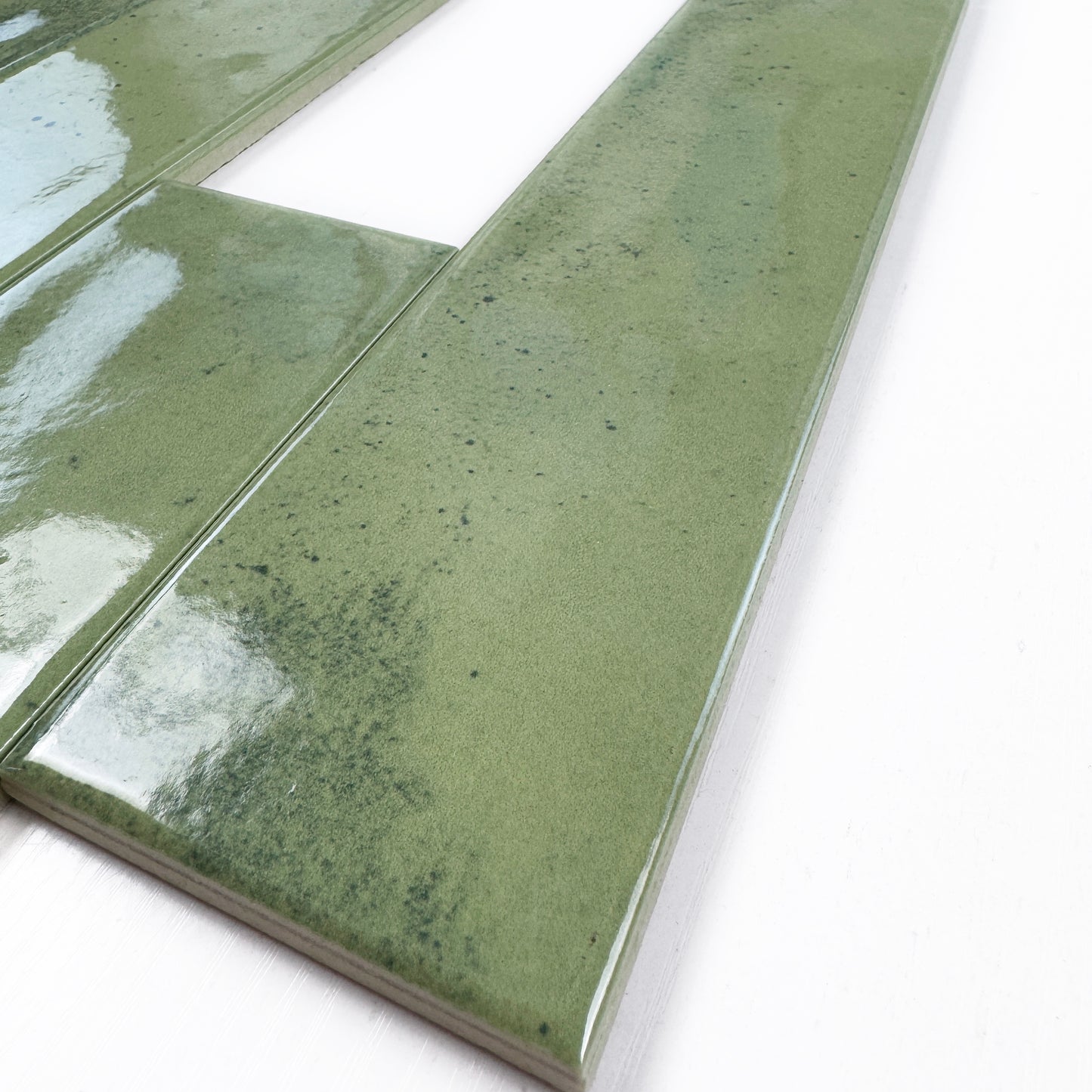 Venetian Dream Series Lime Green Glossy Porcelain Artisanal Tile