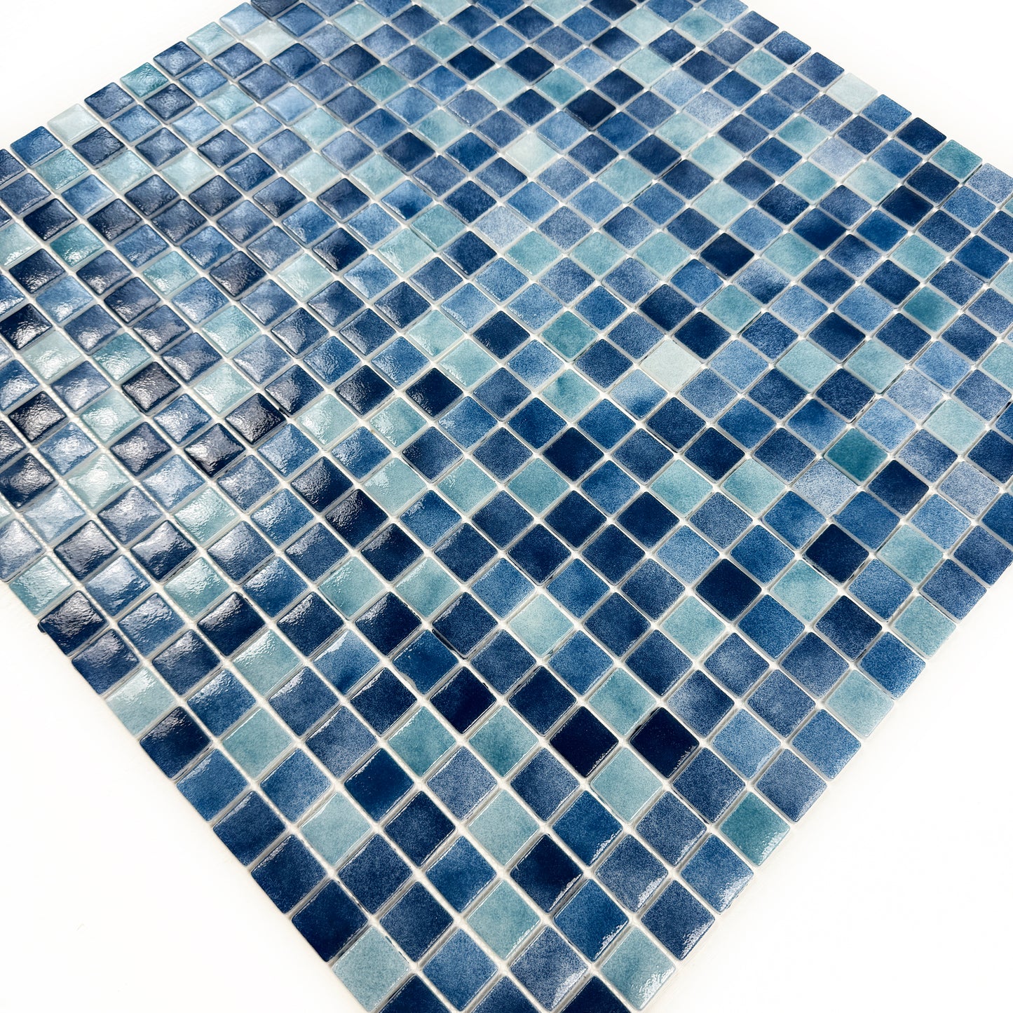 Regal Europe Series Light Blue & Tiffany Blue & Might Blue Mixed Glossy Recycled Glass Mosaic