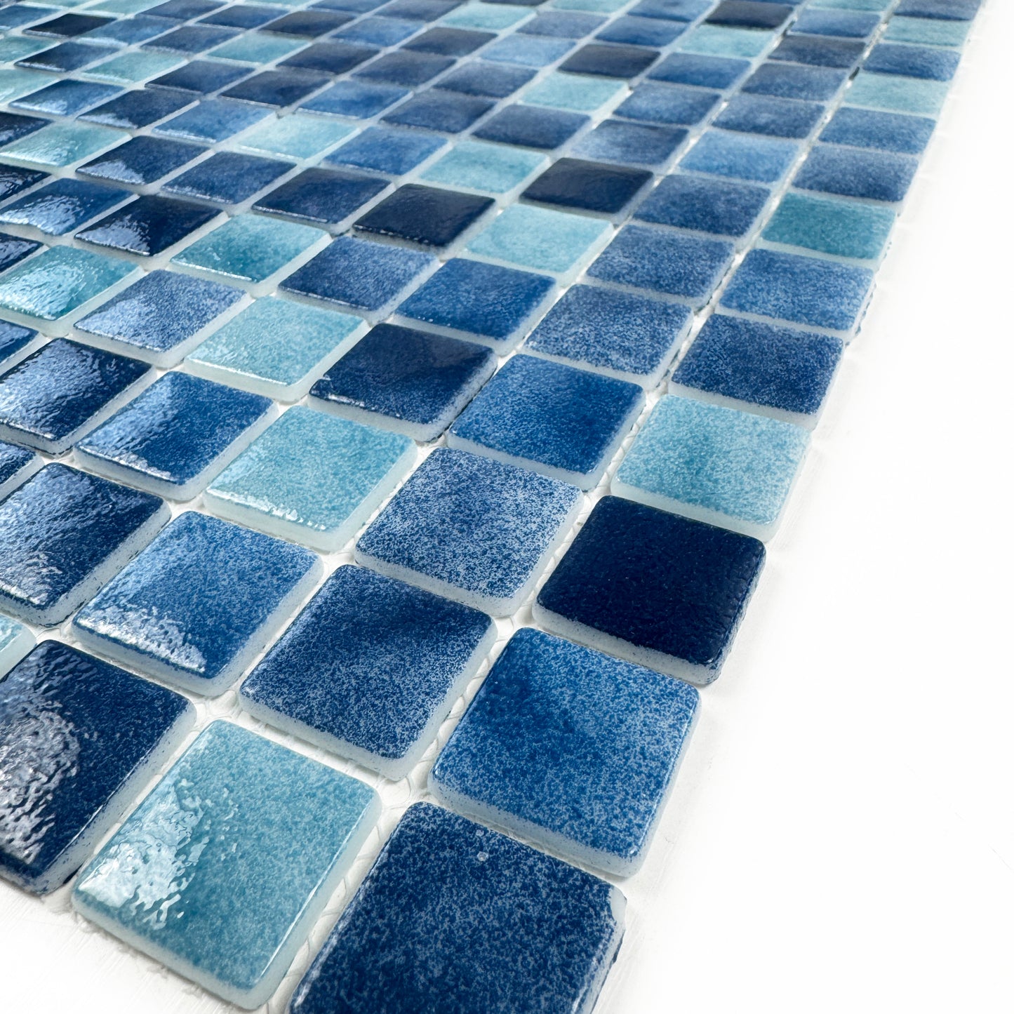 Regal Europe Series Light Blue & Tiffany Blue & Might Blue Mixed Glossy Recycled Glass Mosaic