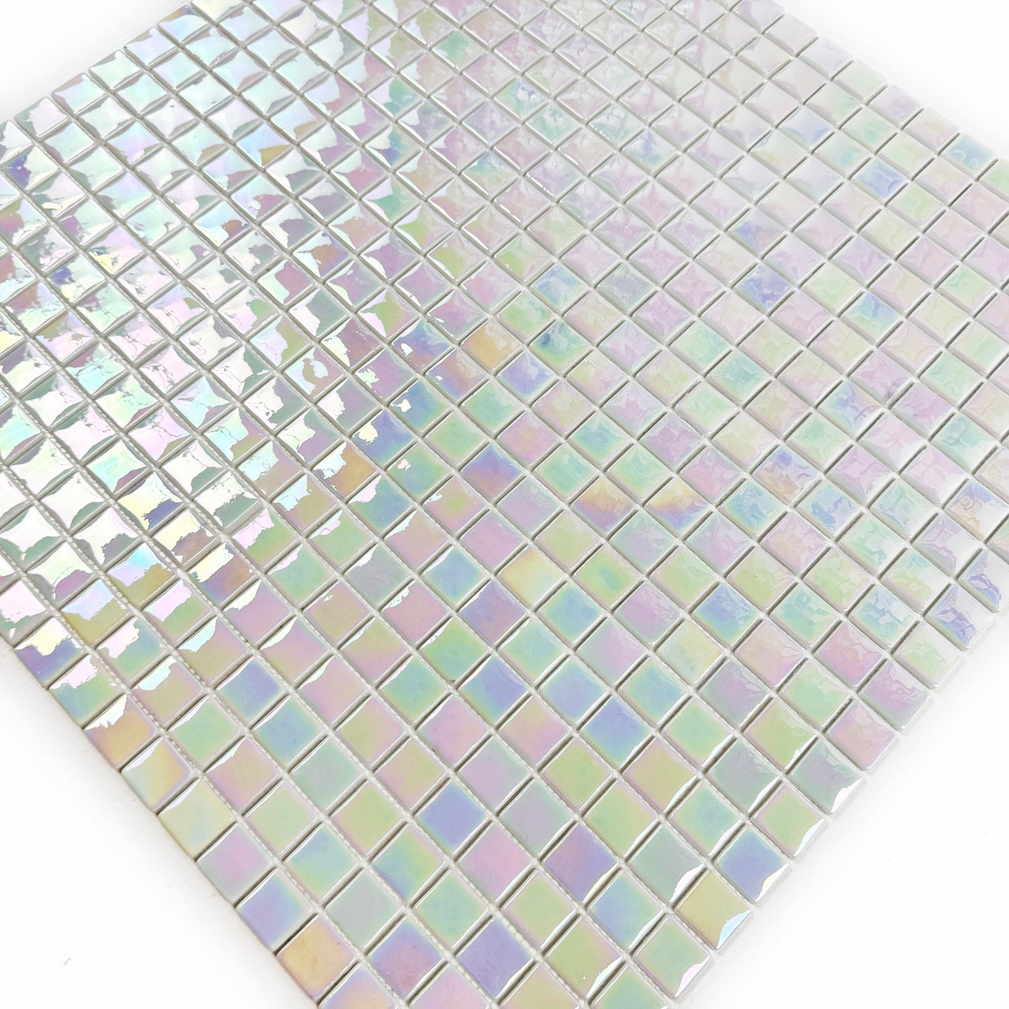 Regal Europe Series White Iridescent Glossy Recycled Glass Mosaic
