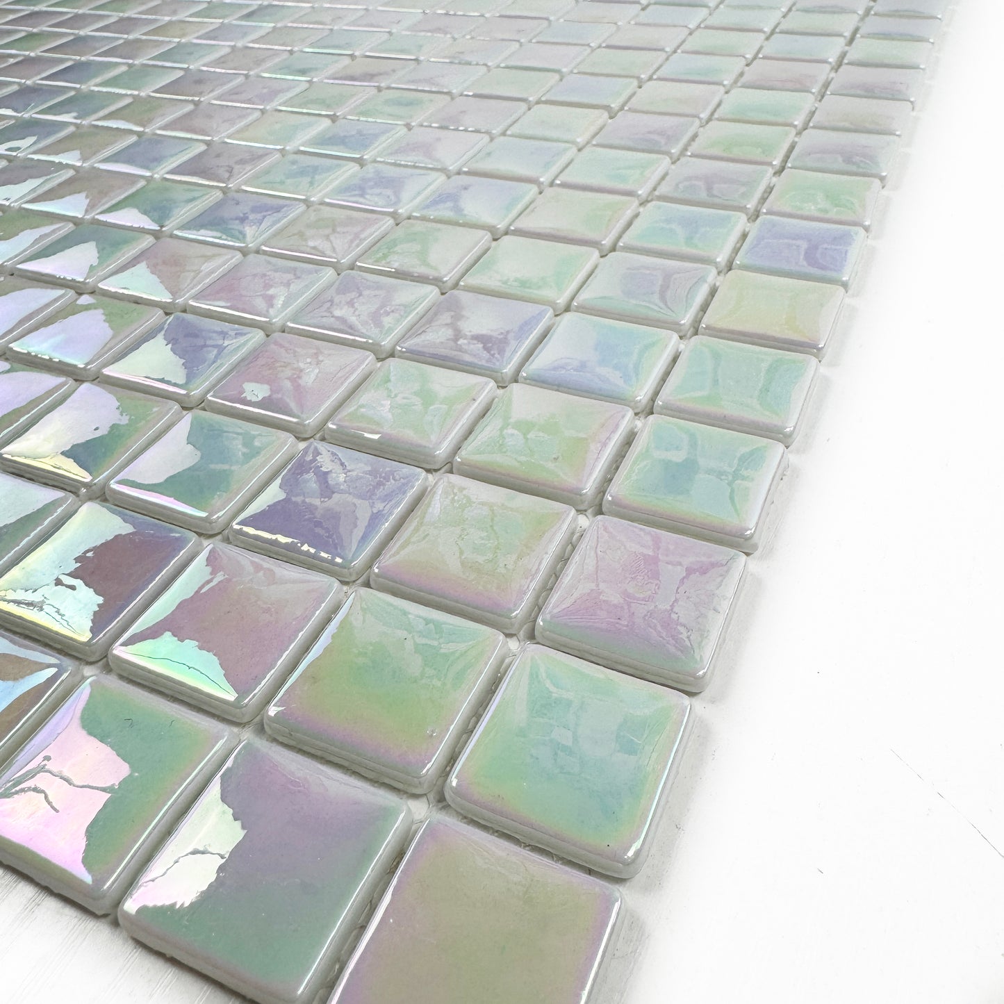 Regal Europe Series White Iridescent Glossy Recycled Glass Mosaic