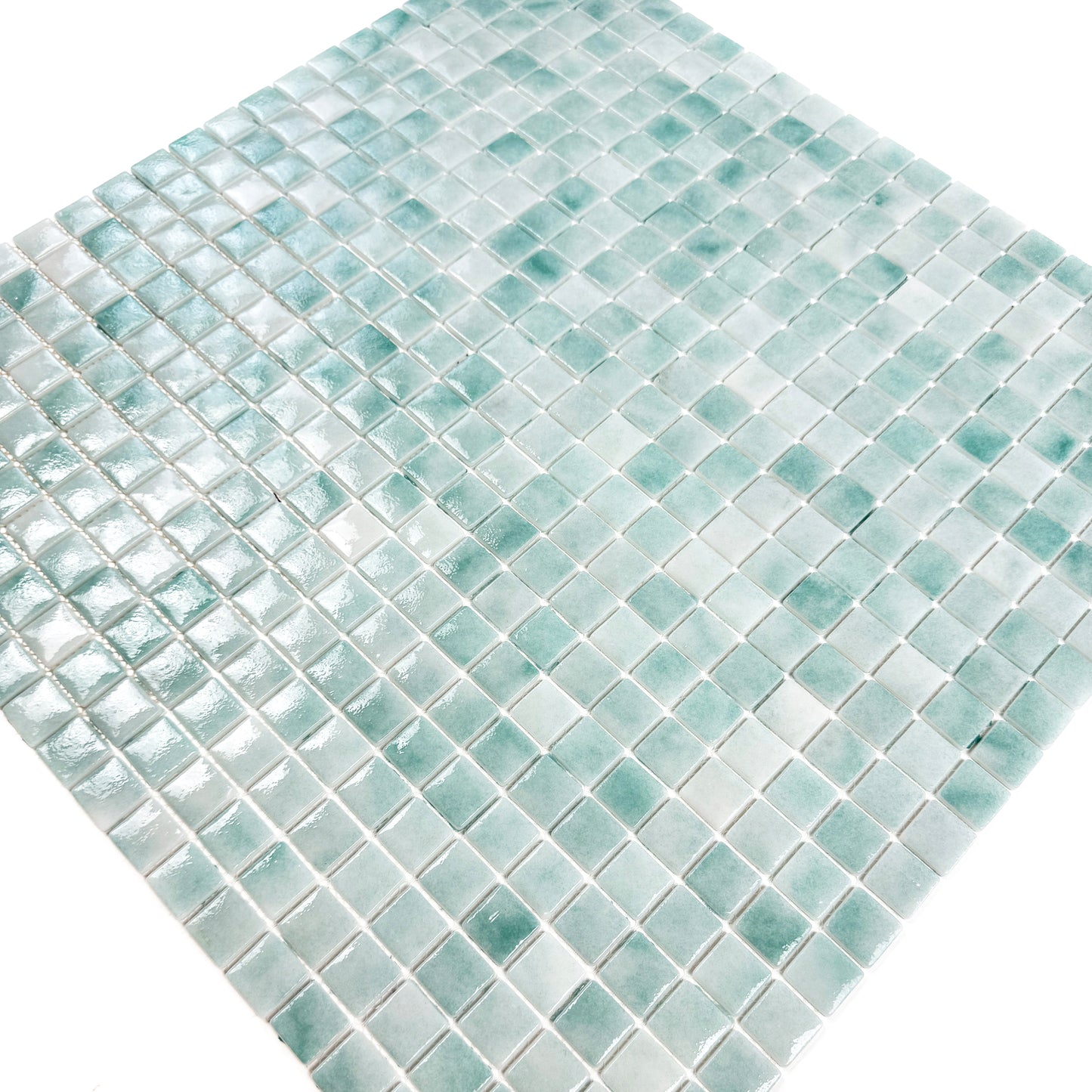 Regal Europe Series Light Blue & Nile Blue Mixed Glossy Recycled Glass Mosaic