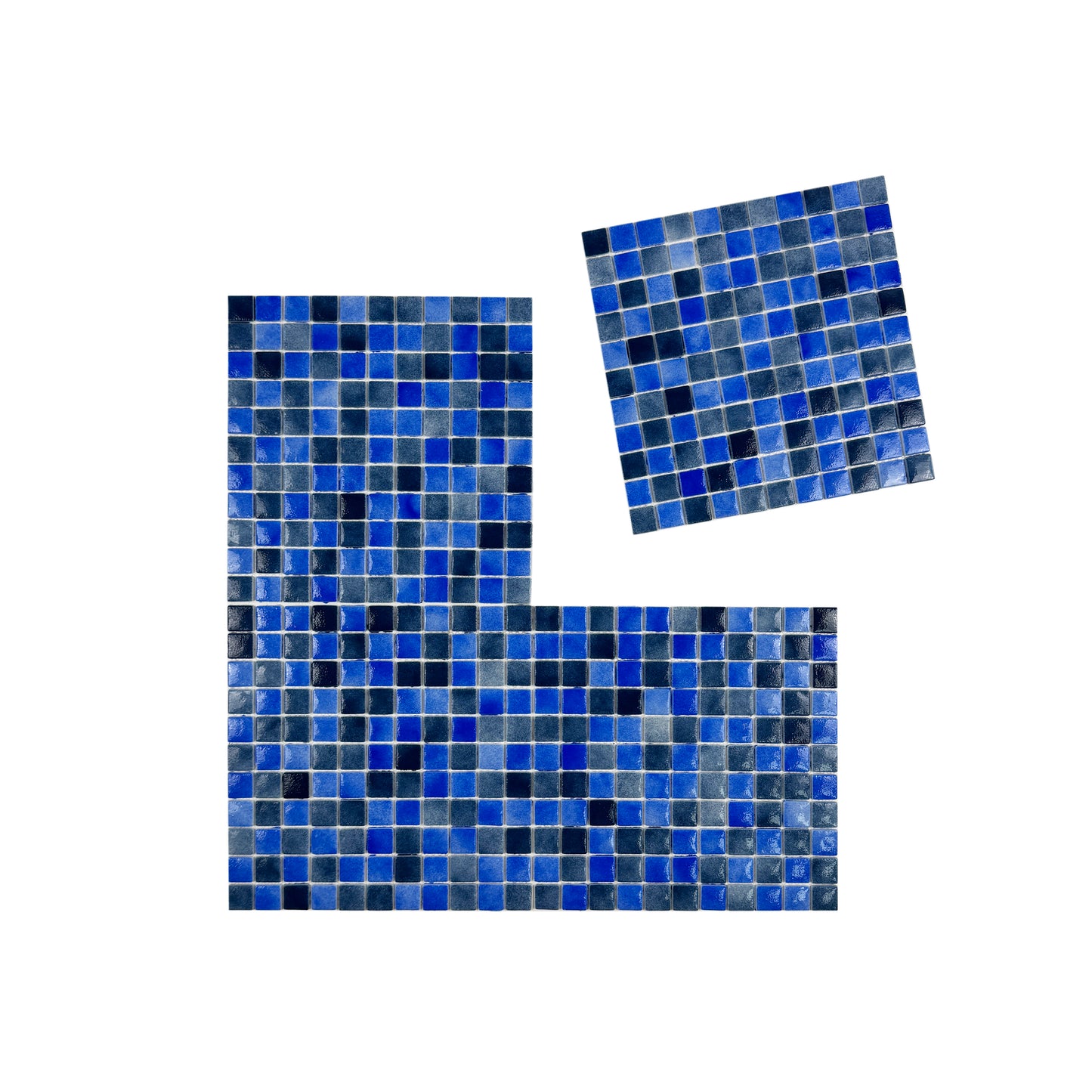 Regal Europe Series Neon Blue & Yale Blue Mixed Glossy Recycled Glass Mosaic