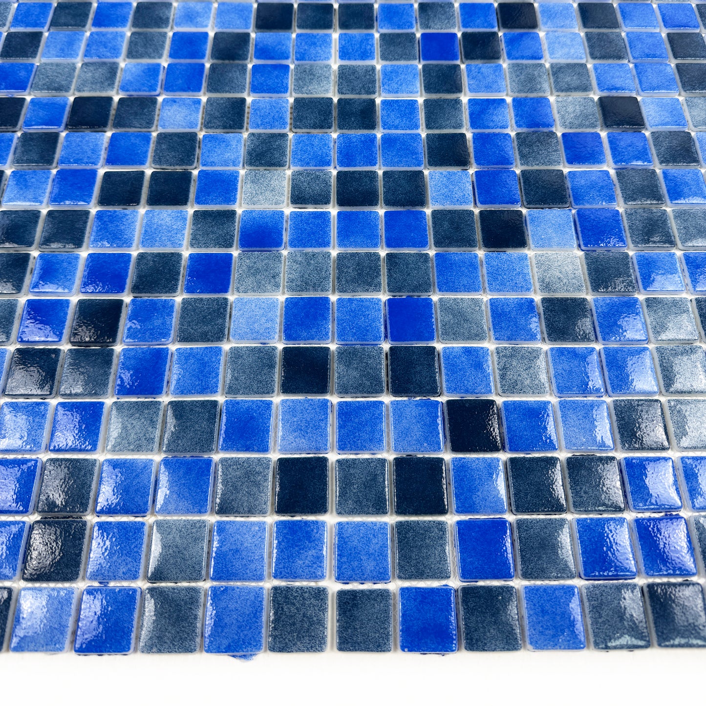 Regal Europe Series Neon Blue & Yale Blue Mixed Glossy Recycled Glass Mosaic