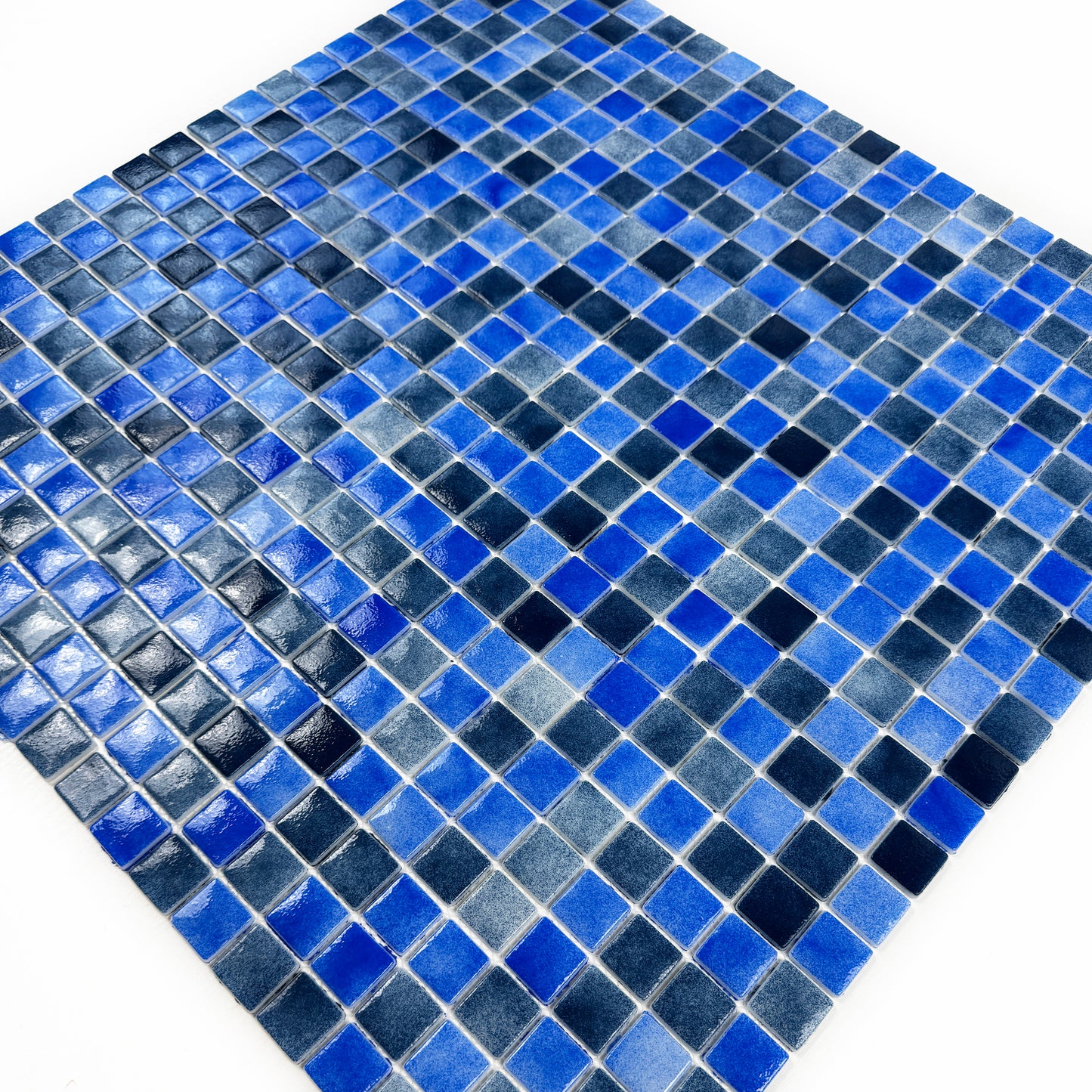 Regal Europe Series Neon Blue & Yale Blue Mixed Glossy Recycled Glass Mosaic