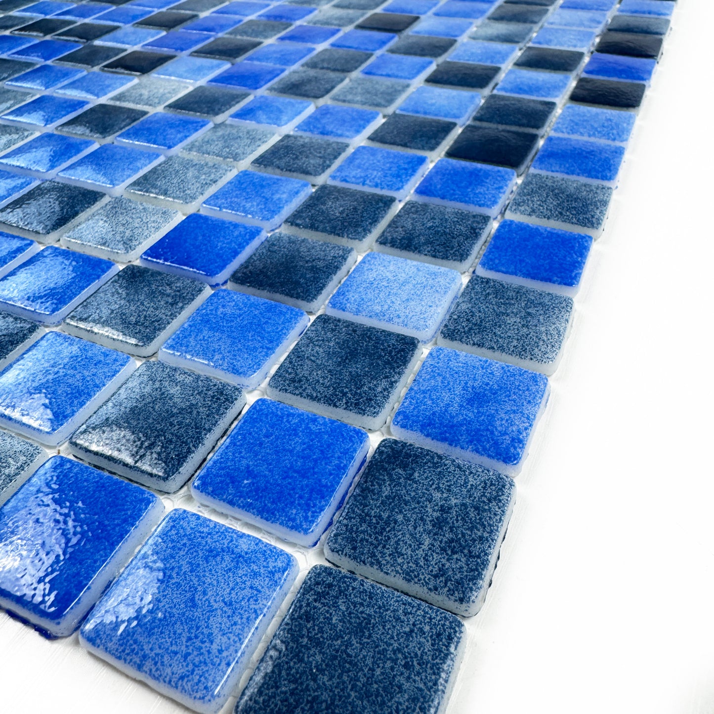 Regal Europe Series Neon Blue & Yale Blue Mixed Glossy Recycled Glass Mosaic