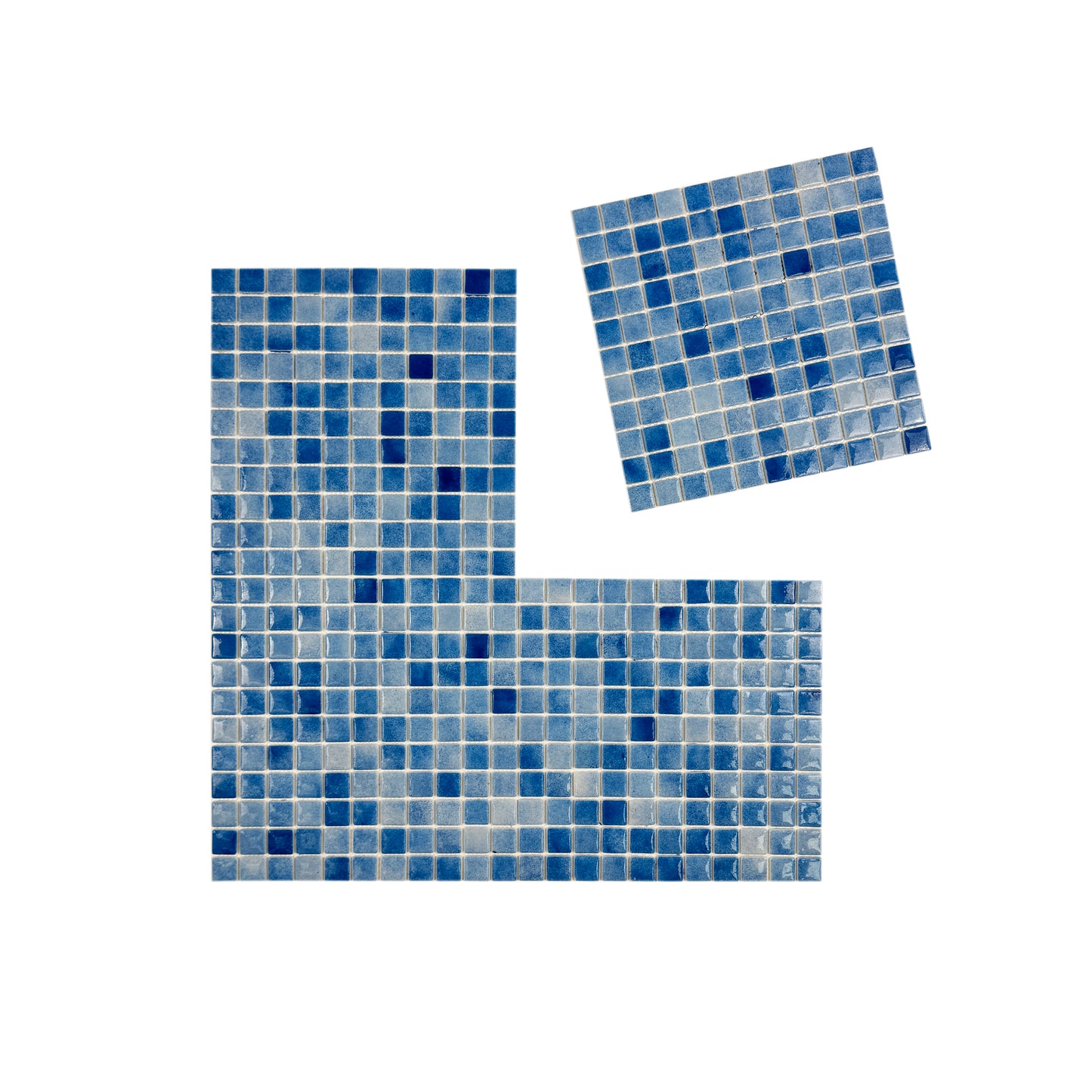 Regal Europe Series Azure Blue & Baby Blue Mixed Glossy Recycled Glass Mosaic