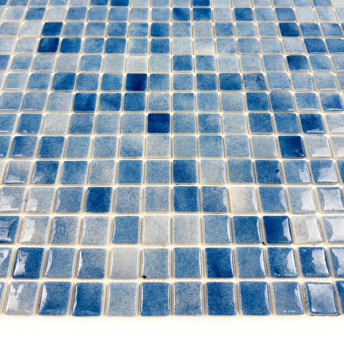 Regal Europe Series Azure Blue & Baby Blue Mixed Glossy Recycled Glass Mosaic