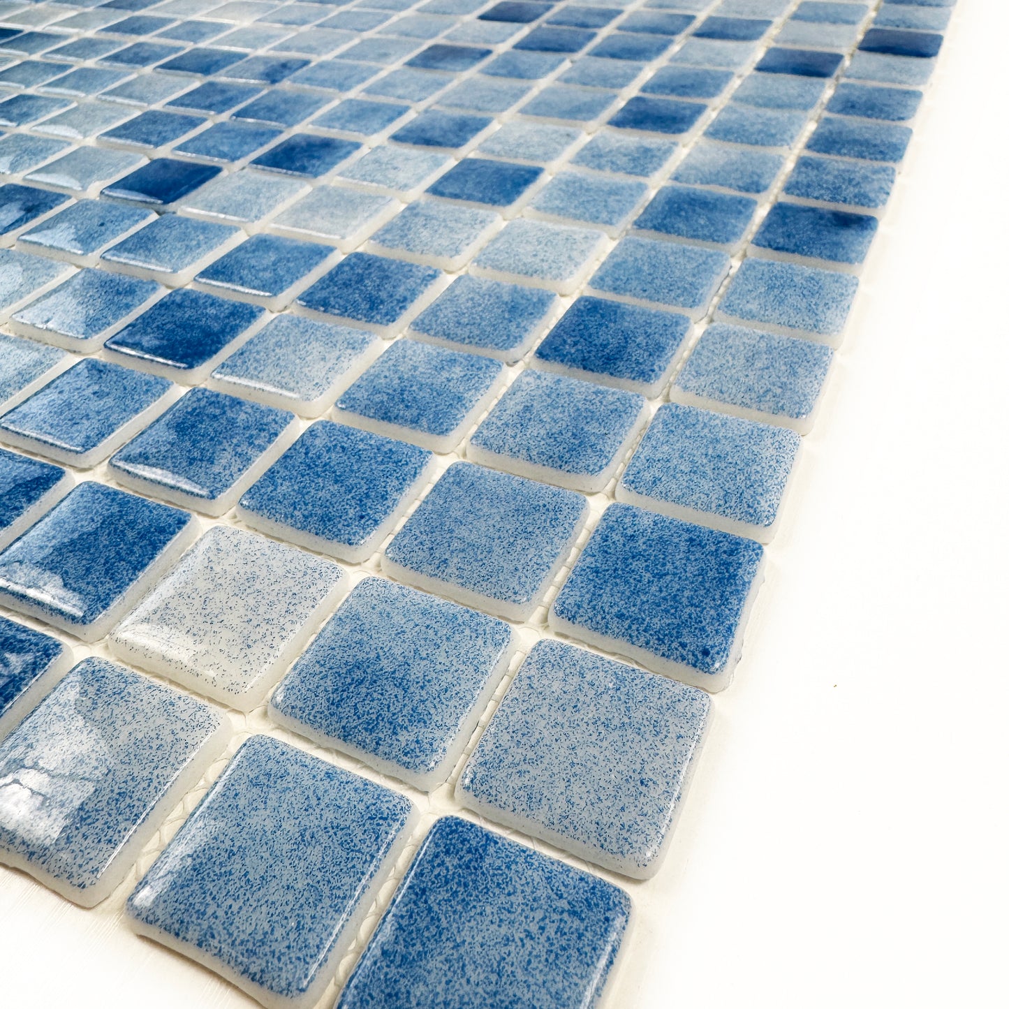 Regal Europe Series Azure Blue & Baby Blue Mixed Glossy Recycled Glass Mosaic