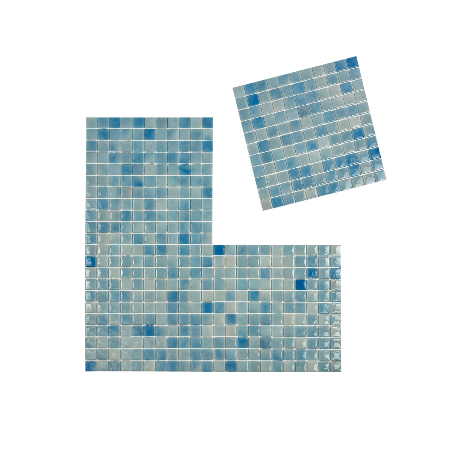 Regal Europe Series Light Blue & Baby Blue Glossy Recycled Glass Mosaic