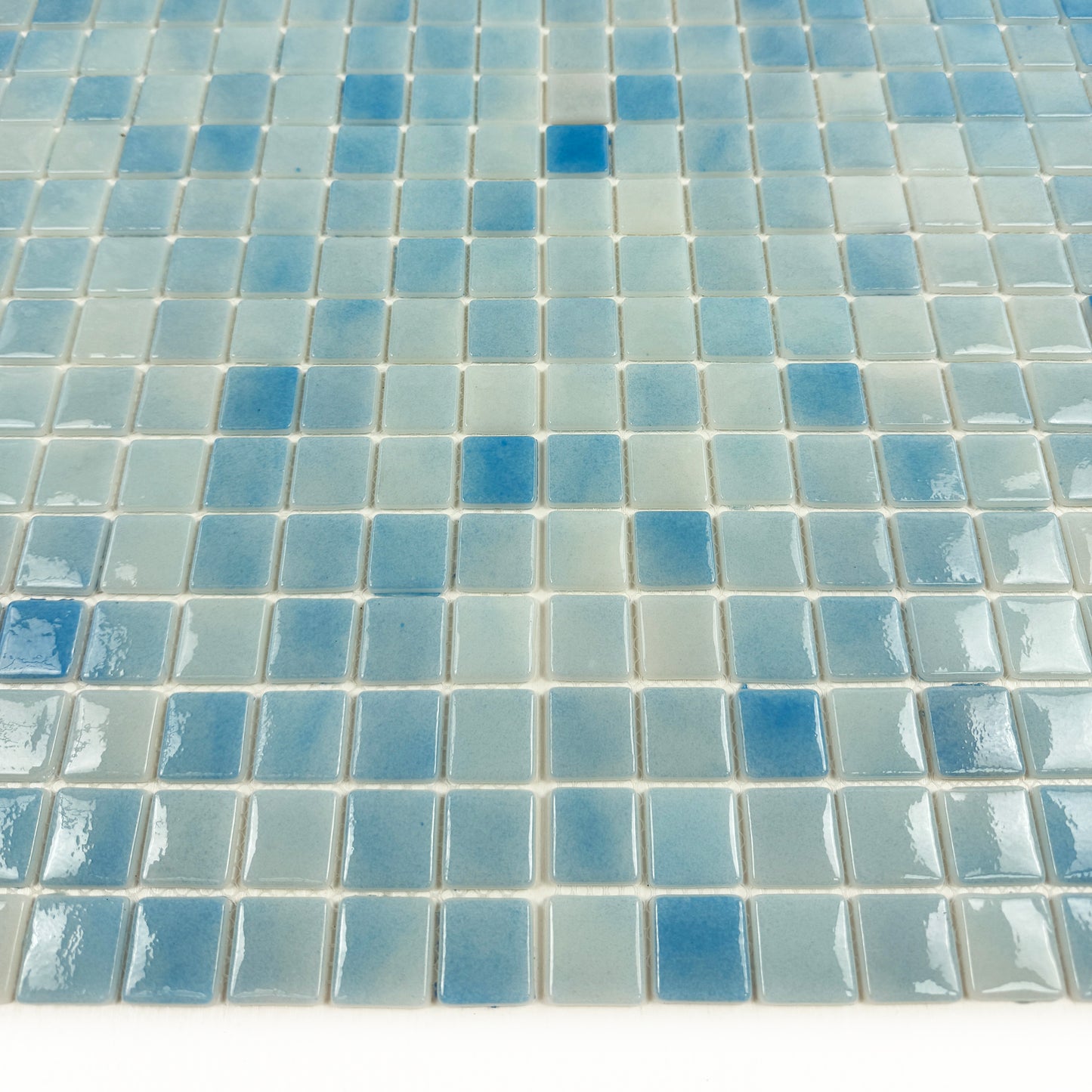 Regal Europe Series Light Blue & Baby Blue Glossy Recycled Glass Mosaic
