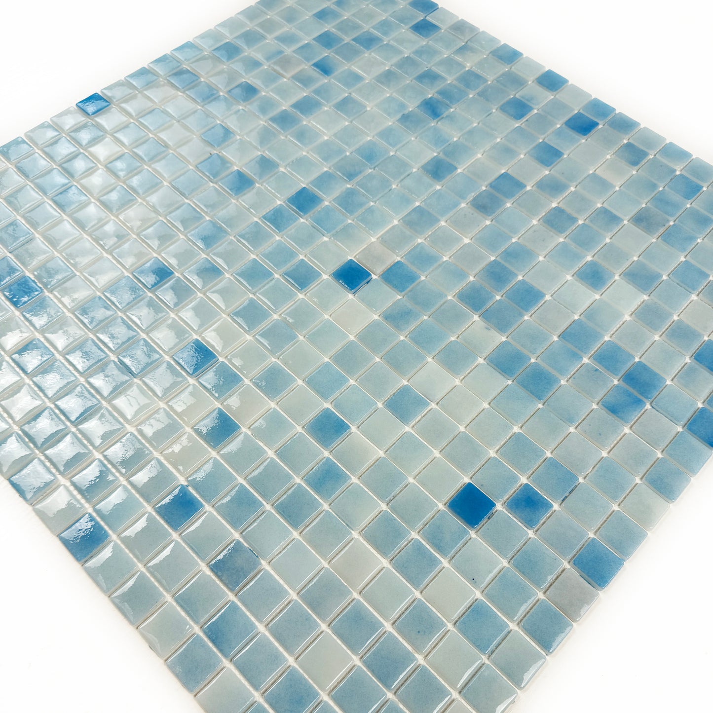 Regal Europe Series Light Blue & Baby Blue Glossy Recycled Glass Mosaic