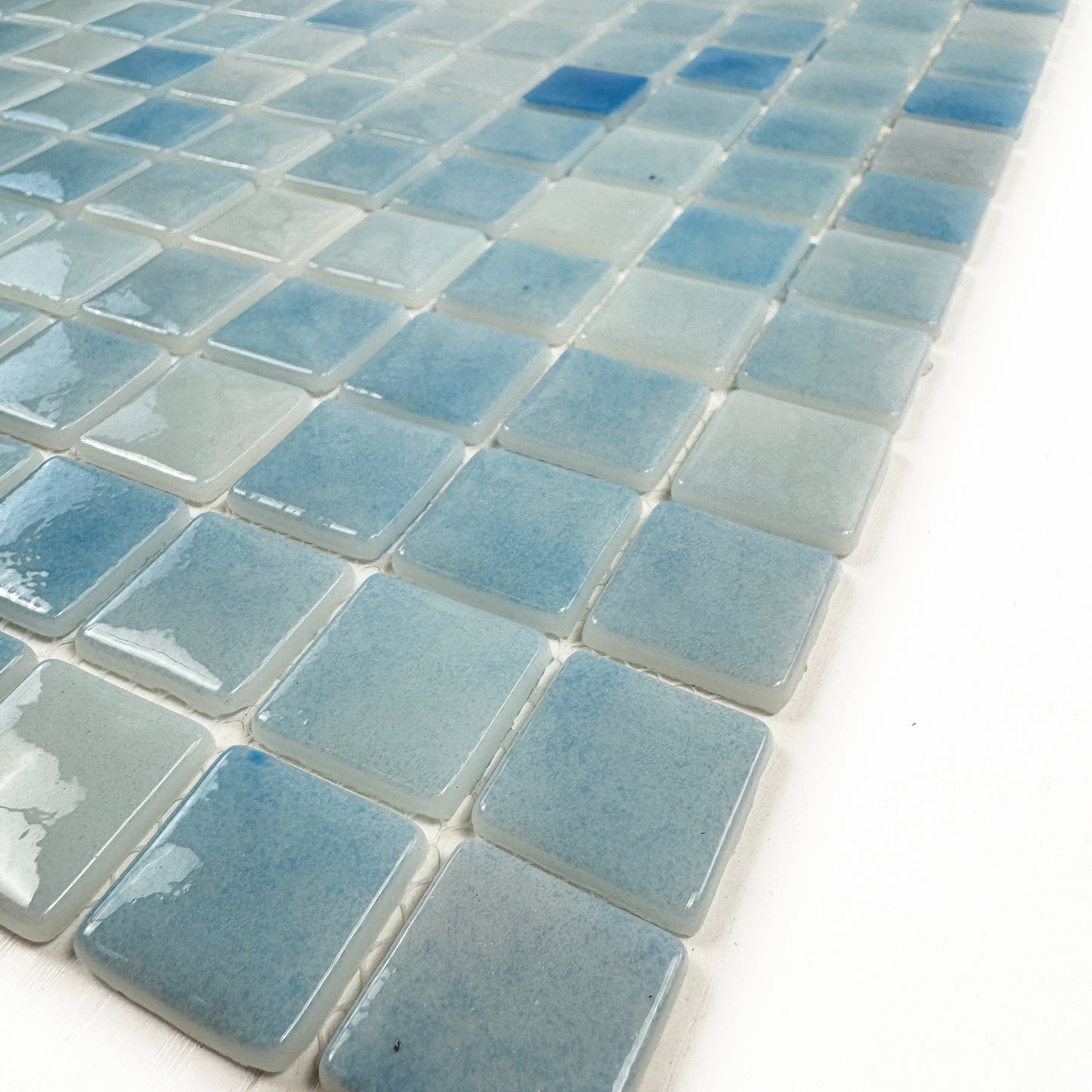 Regal Europe Series Light Blue & Baby Blue Glossy Recycled Glass Mosaic