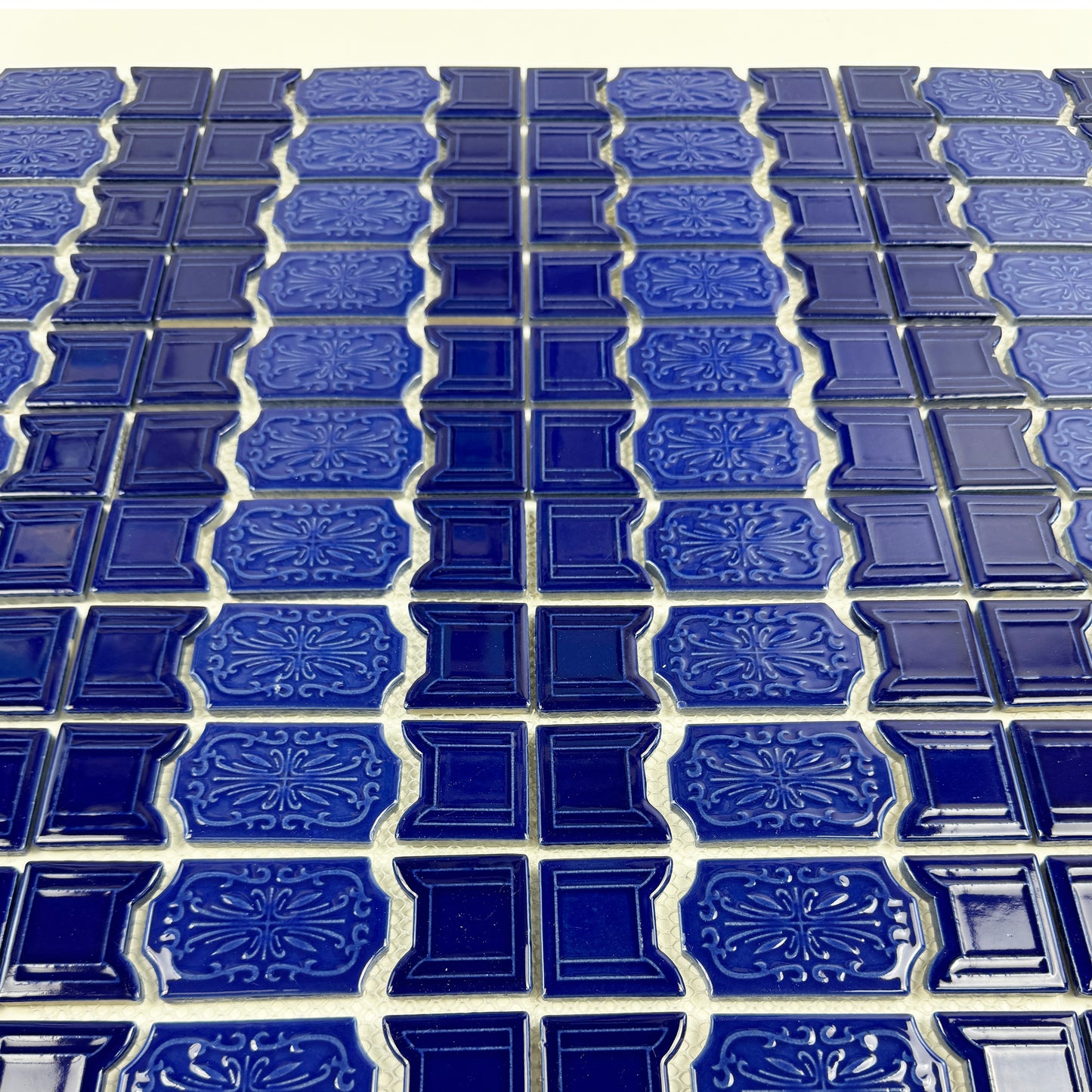 Fina Standard Pool Tile Series Dark Blue Classic Pattern Porcelain Border