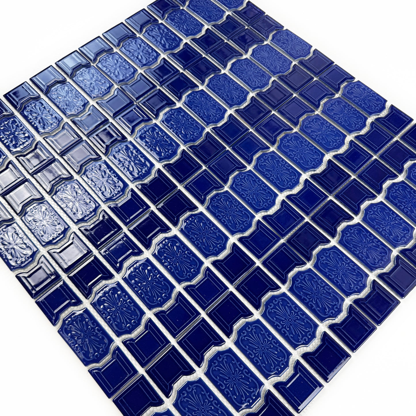 Fina Standard Pool Tile Series Dark Blue Classic Pattern Porcelain Border