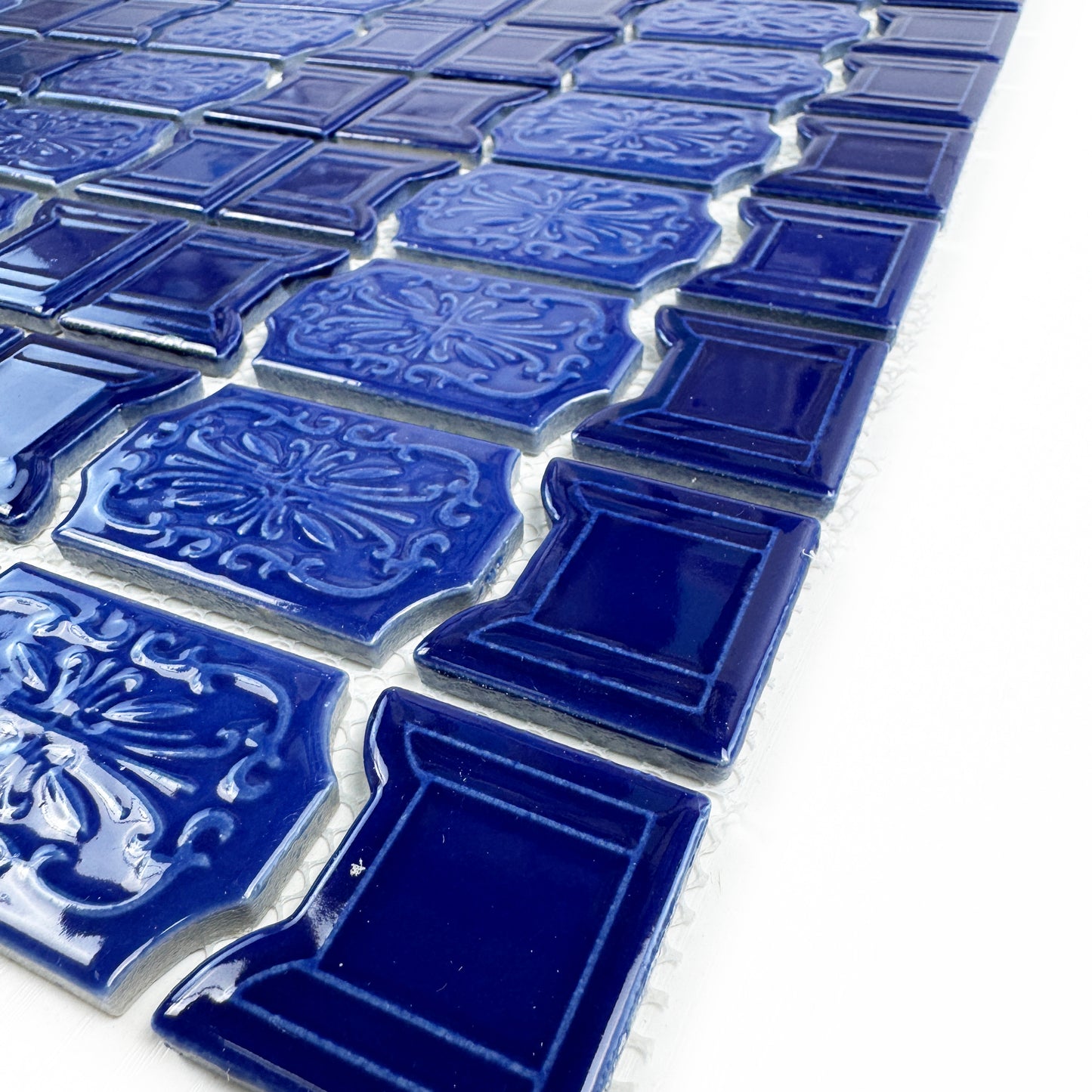 Fina Standard Pool Tile Series Dark Blue Classic Pattern Porcelain Border