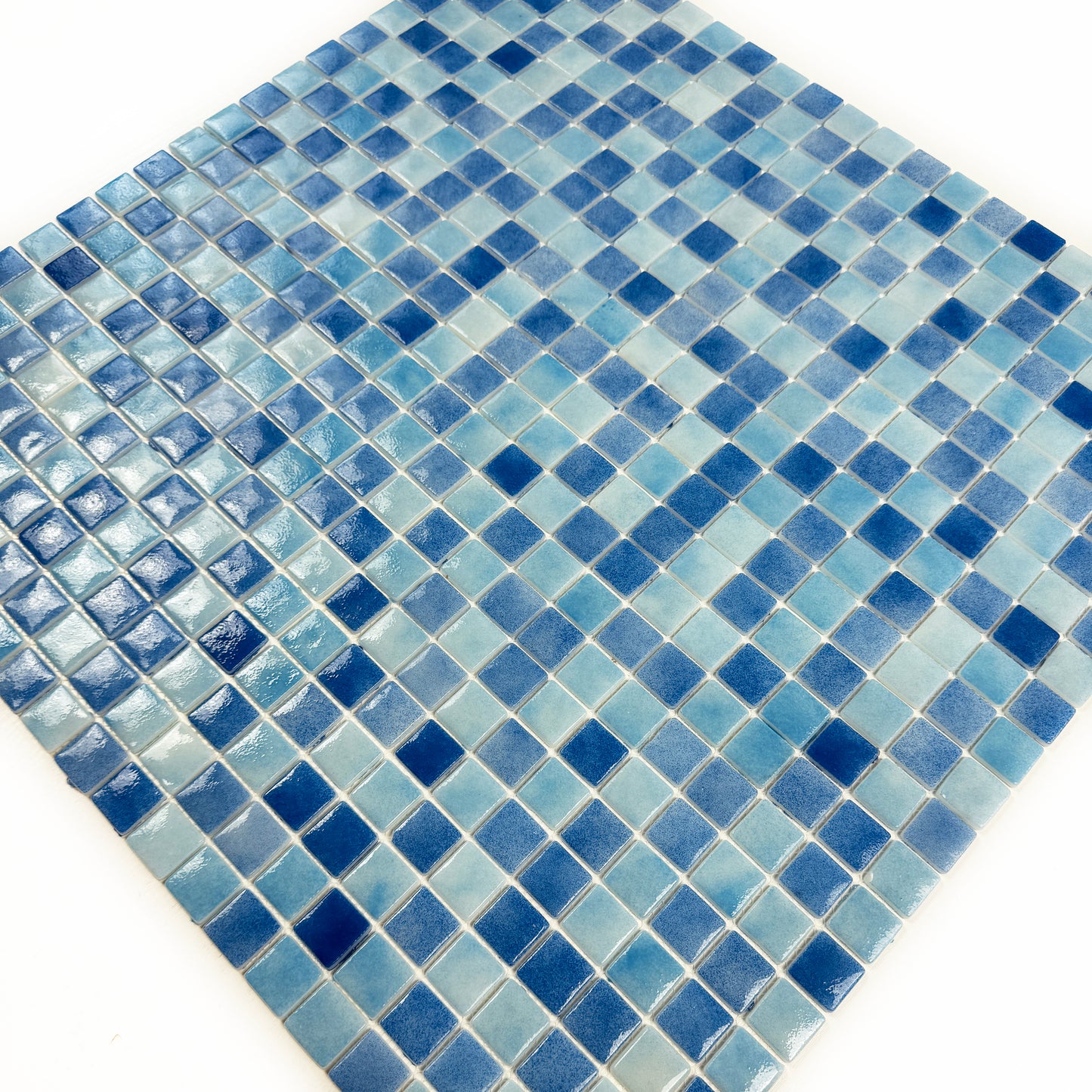 Regal Europe Series Light Blue & Baby Blue & Cobalt Blue Mixed Glossy Recycled Glass Mosaic