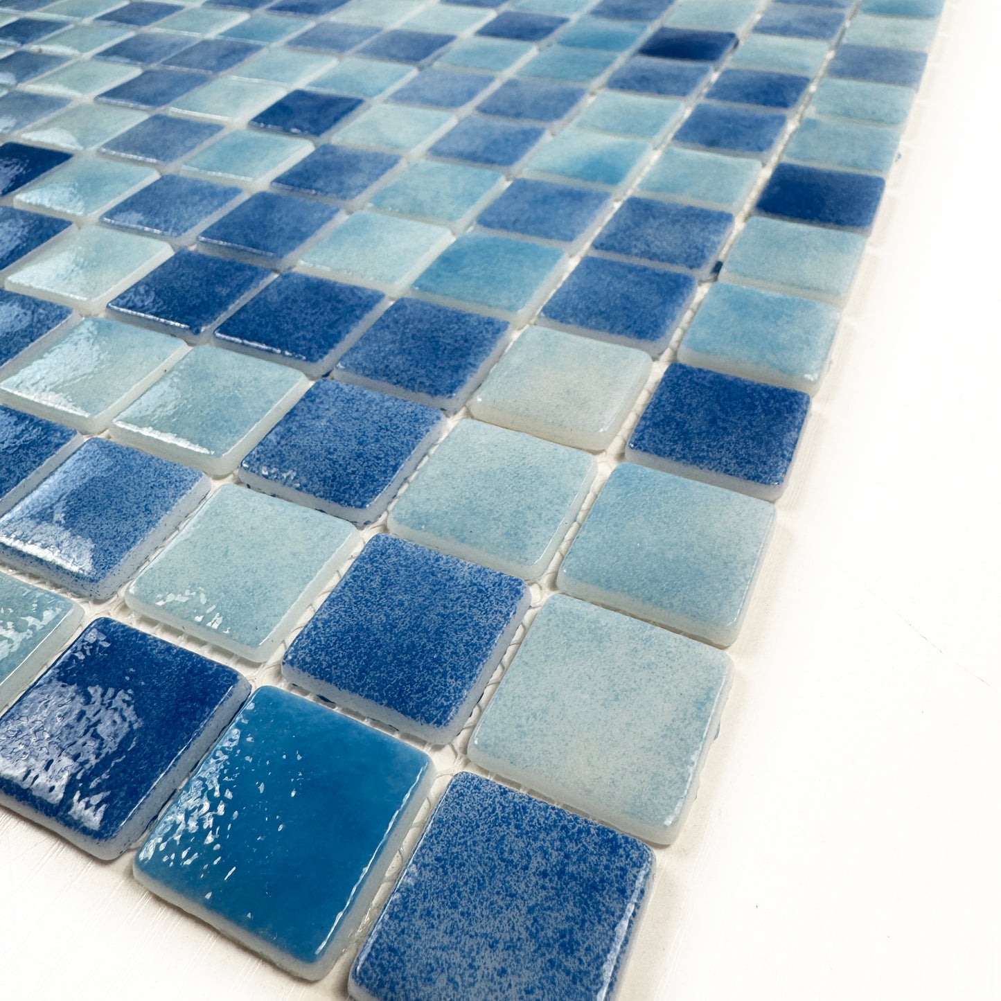 Regal Europe Series Light Blue & Baby Blue & Cobalt Blue Mixed Glossy Recycled Glass Mosaic