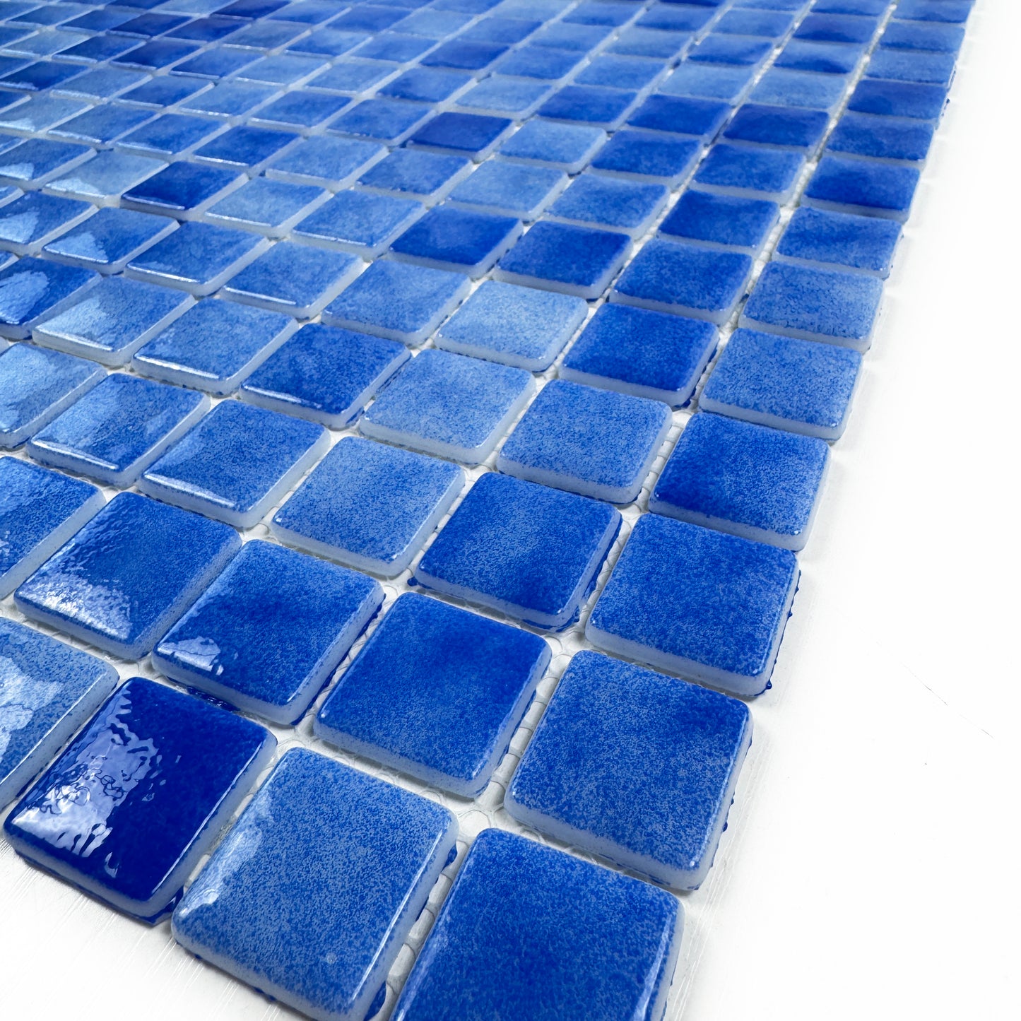 Regal Europe Series Azure Blue & Neon Blue & Navy Blue Mixed Glossy Recycled Glass Mosaic
