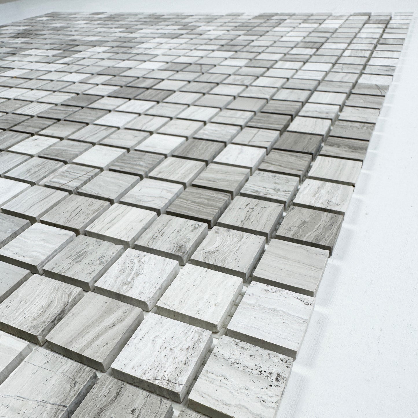 White Wood Series White Wood Vein Polished Square Marble Mosaic