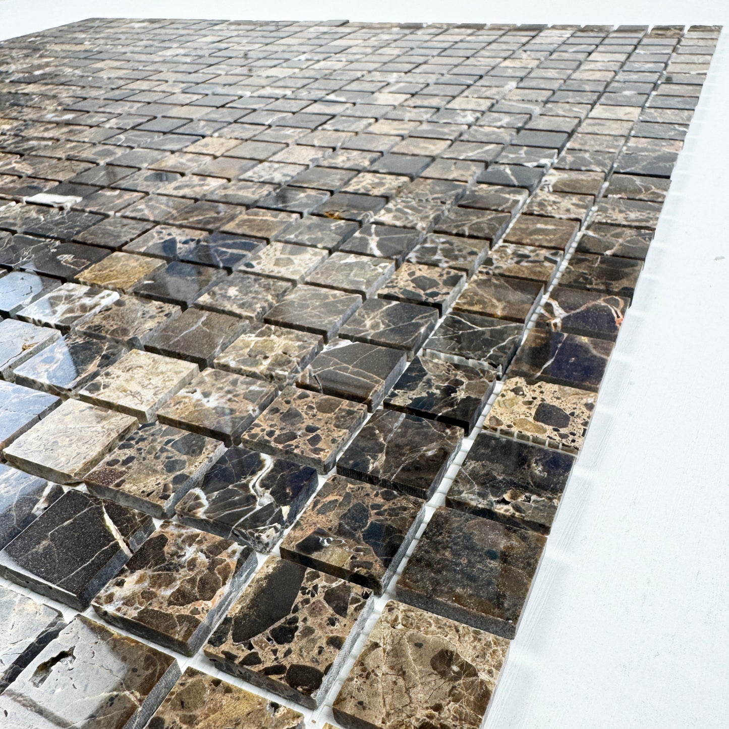 Barcelona Earth Series Dark Emperador Polished Square Marble Mosaic
