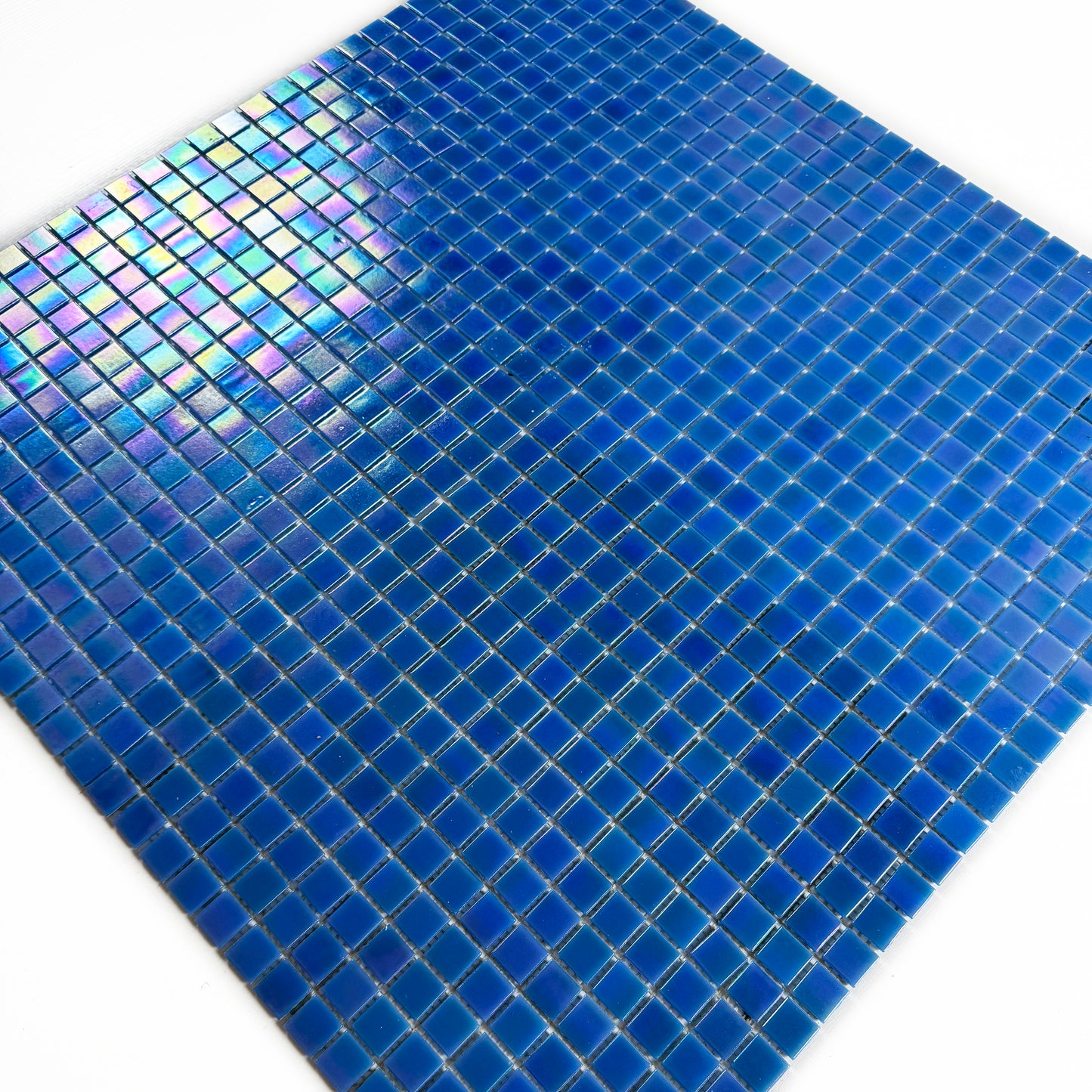 Glacial Artistry Series Cyan Blue Iridescent Hot Melt Glass Mosaic
