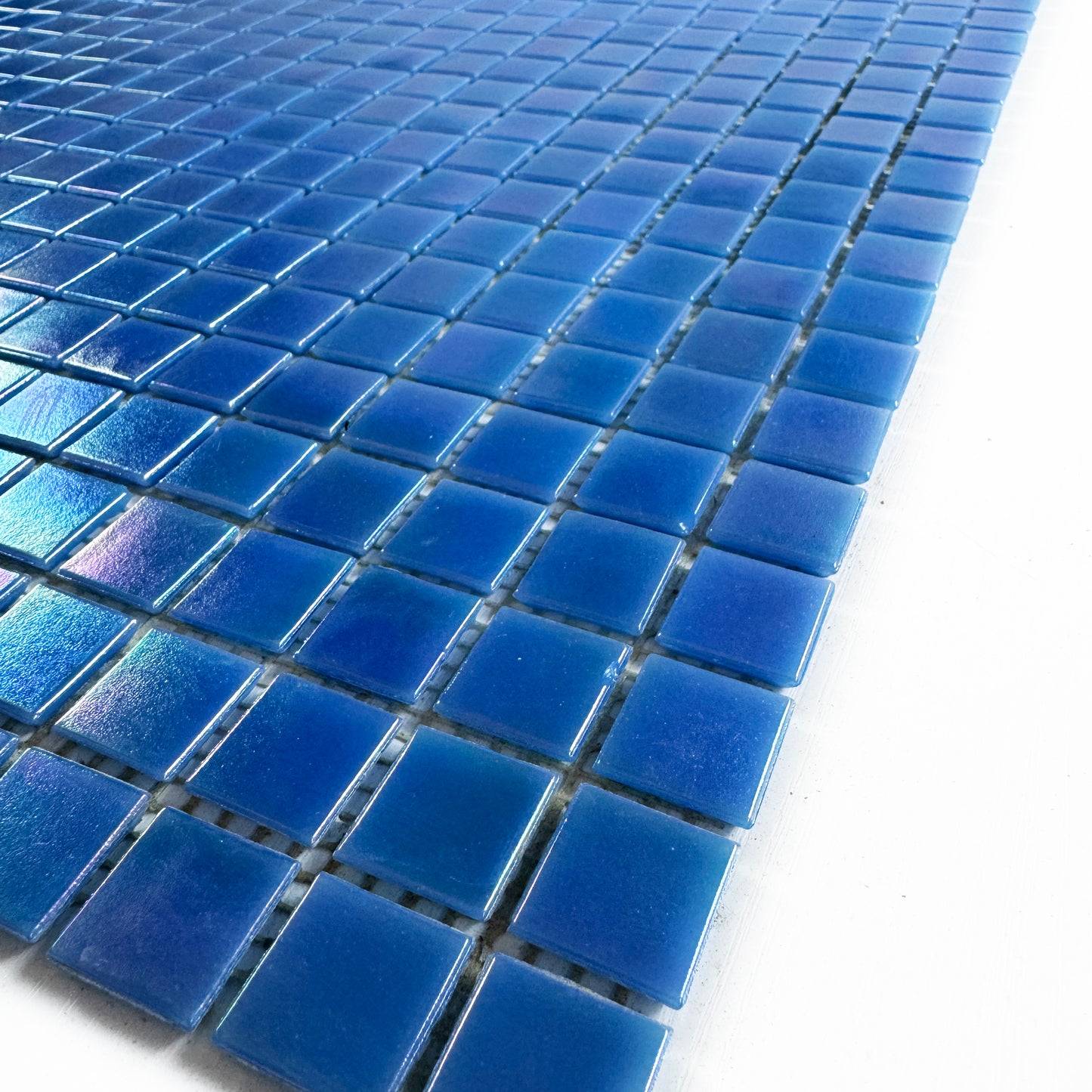 Glacial Artistry Series Cyan Blue Iridescent Hot Melt Glass Mosaic