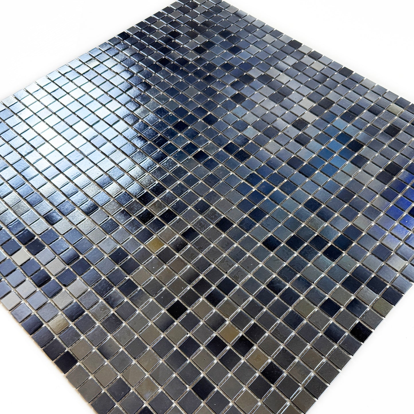 Glacial Artistry Series White Iridescent & Plain White Mixed Hot Melt Glass Mosaic