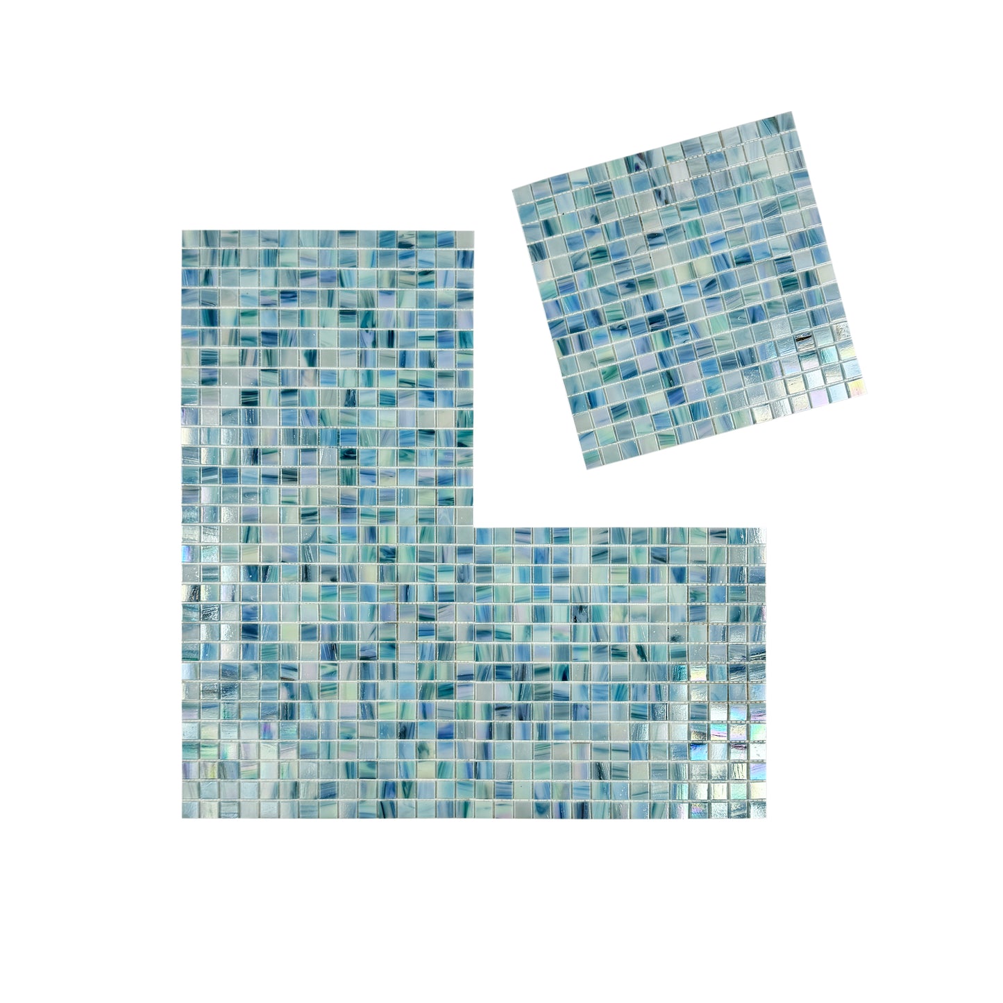 Glacial Artistry Series Mint Green & Arctic Blue & Sky Blue Mixed Hot Melt Glass Mosaic