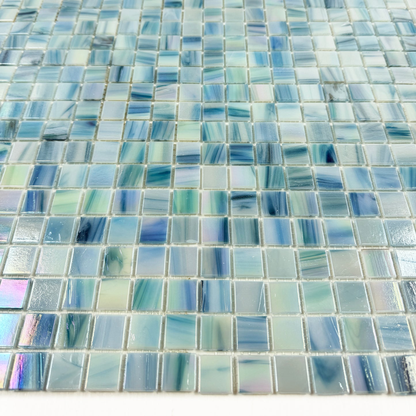 Glacial Artistry Series Mint Green & Arctic Blue & Sky Blue Mixed Hot Melt Glass Mosaic