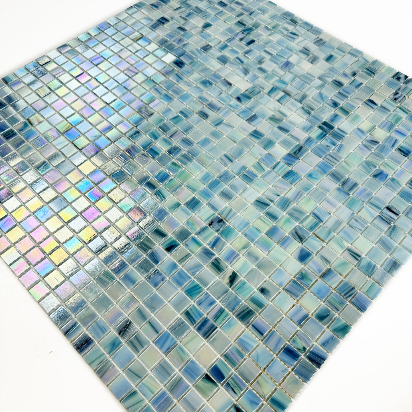 Glacial Artistry Series Mint Green & Arctic Blue & Sky Blue Mixed Hot Melt Glass Mosaic