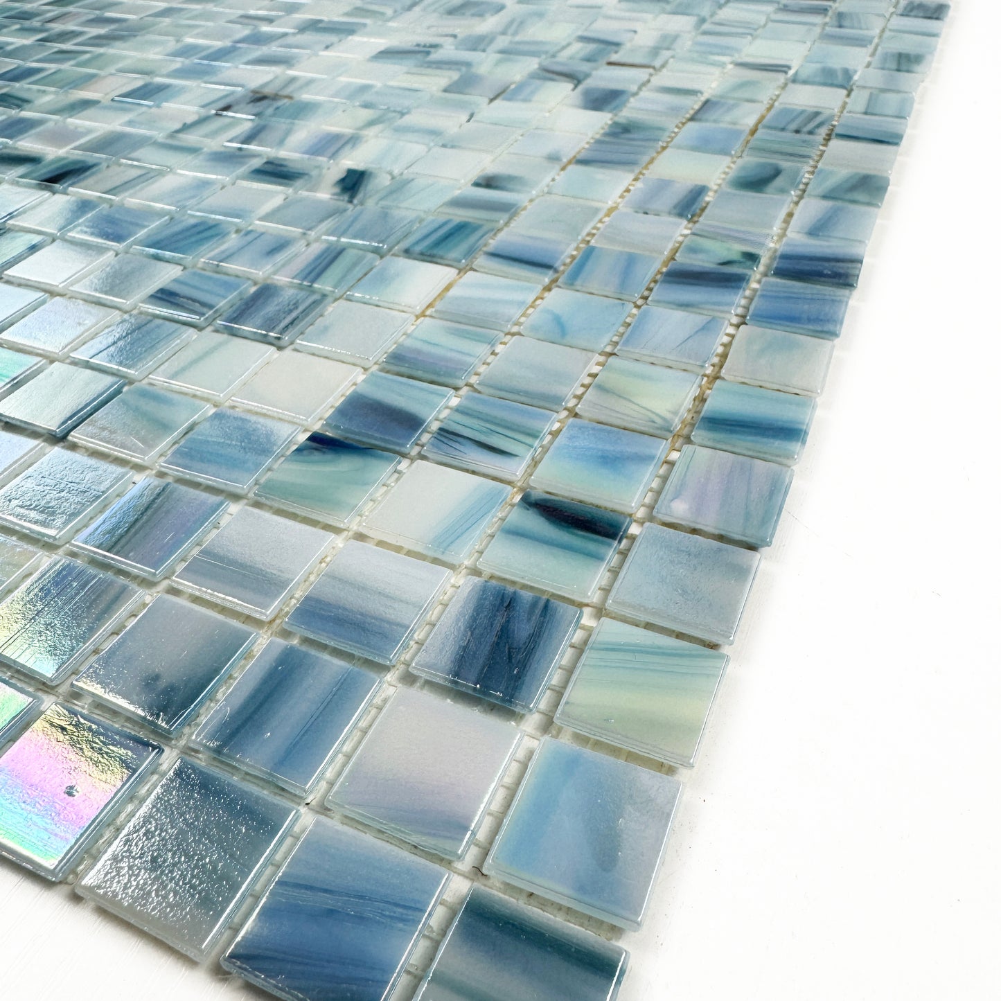 Glacial Artistry Series Mint Green & Arctic Blue & Sky Blue Mixed Hot Melt Glass Mosaic