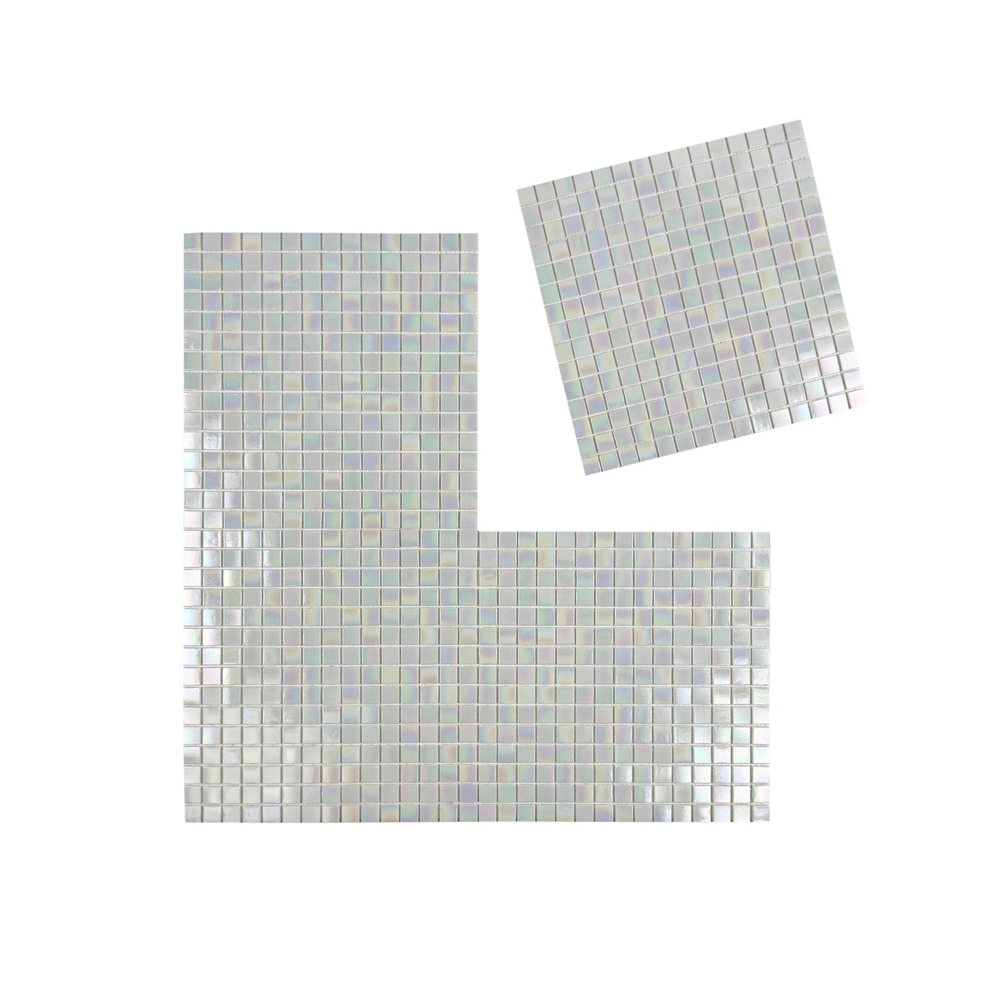 Glacial Artistry Series White Iridescent Hot Melt Glass Mosaic